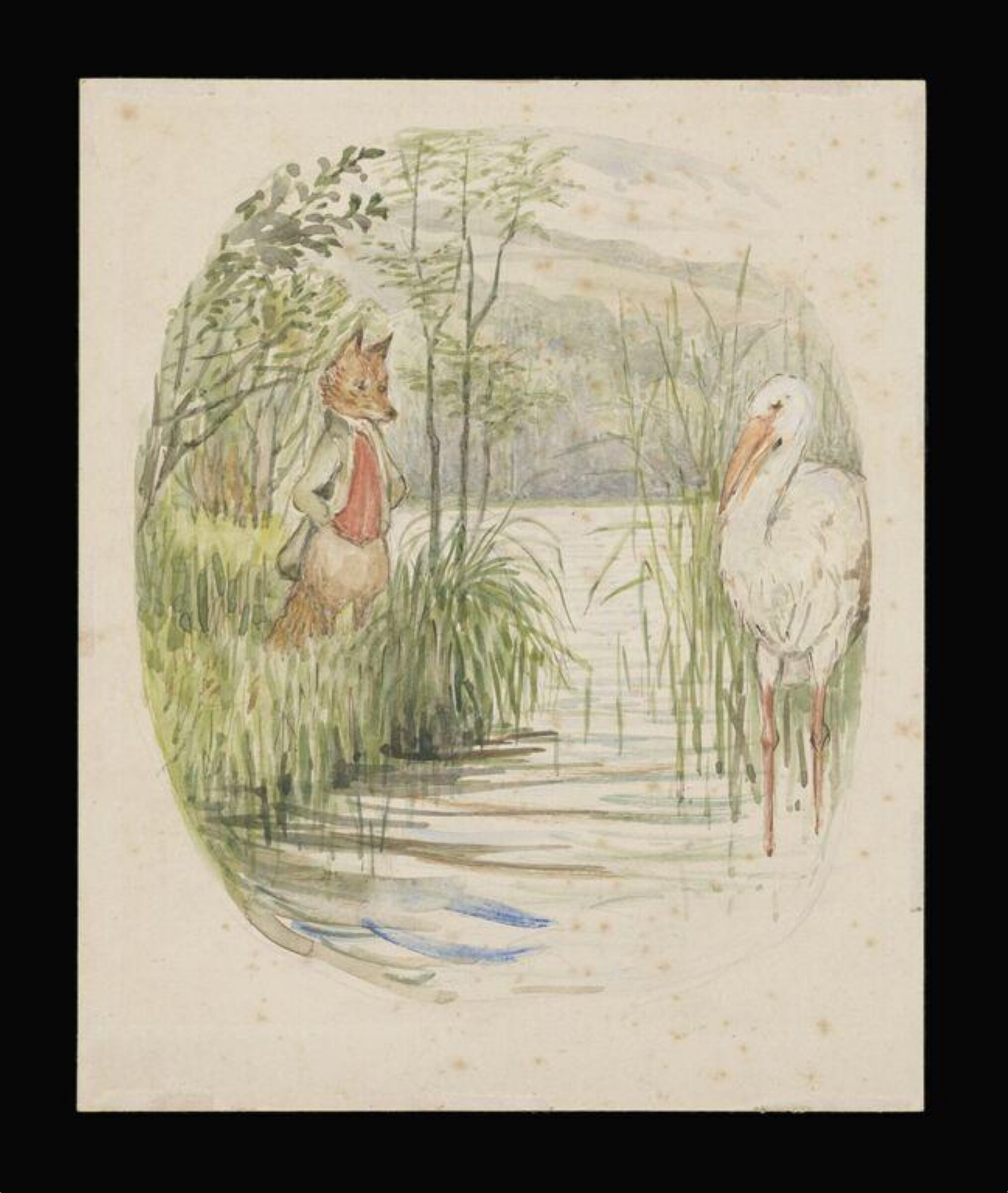 The fox looking over the stream at the stork, Beatrix Potter, 1919