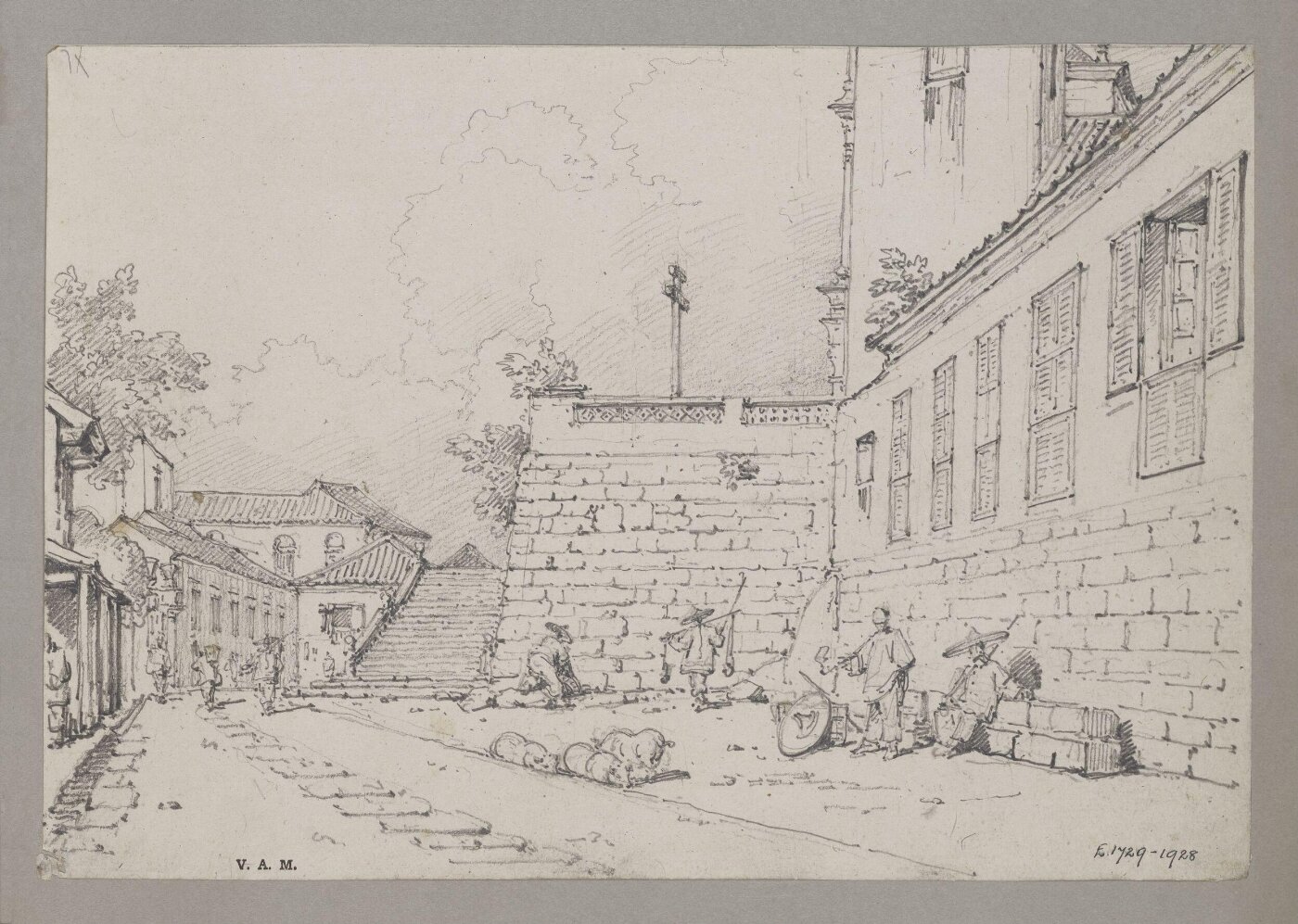 George Chinnery, Steps and part of the Church of S. Lorenzo, Macao