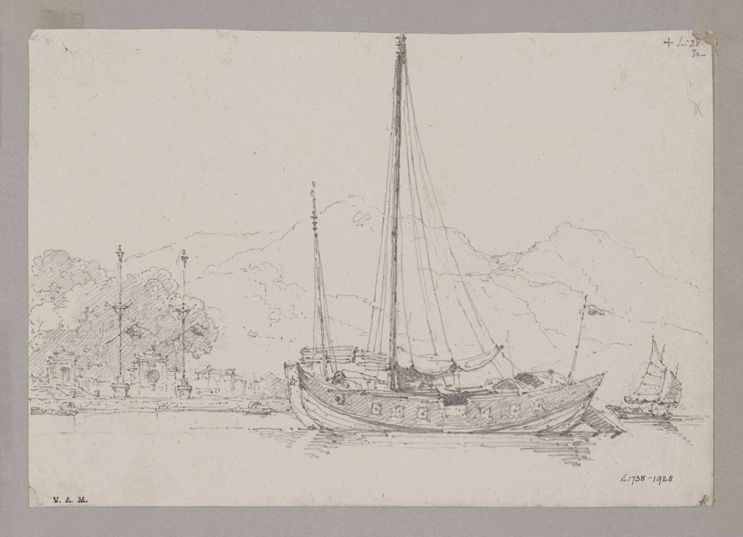 Chinese Junk and Joss House, Inner Harbour, Macao, George Chinnery, 28/06/1830