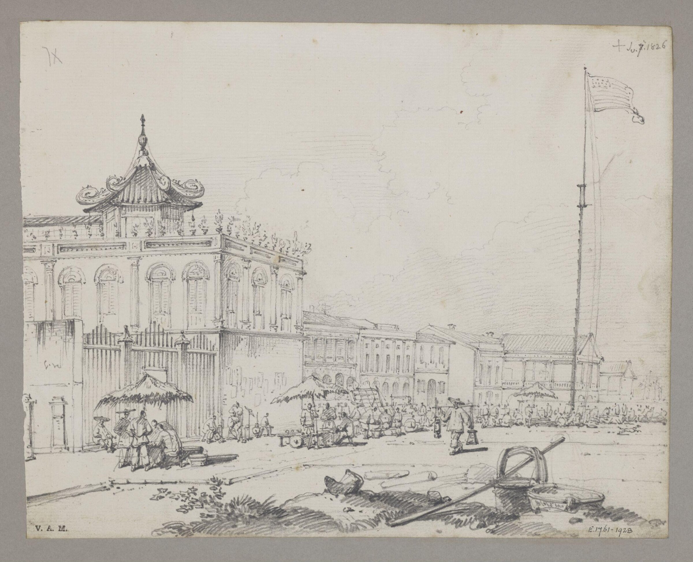 The Great Square before the Factories, Canton, George Chinnery, 07/07/1826
