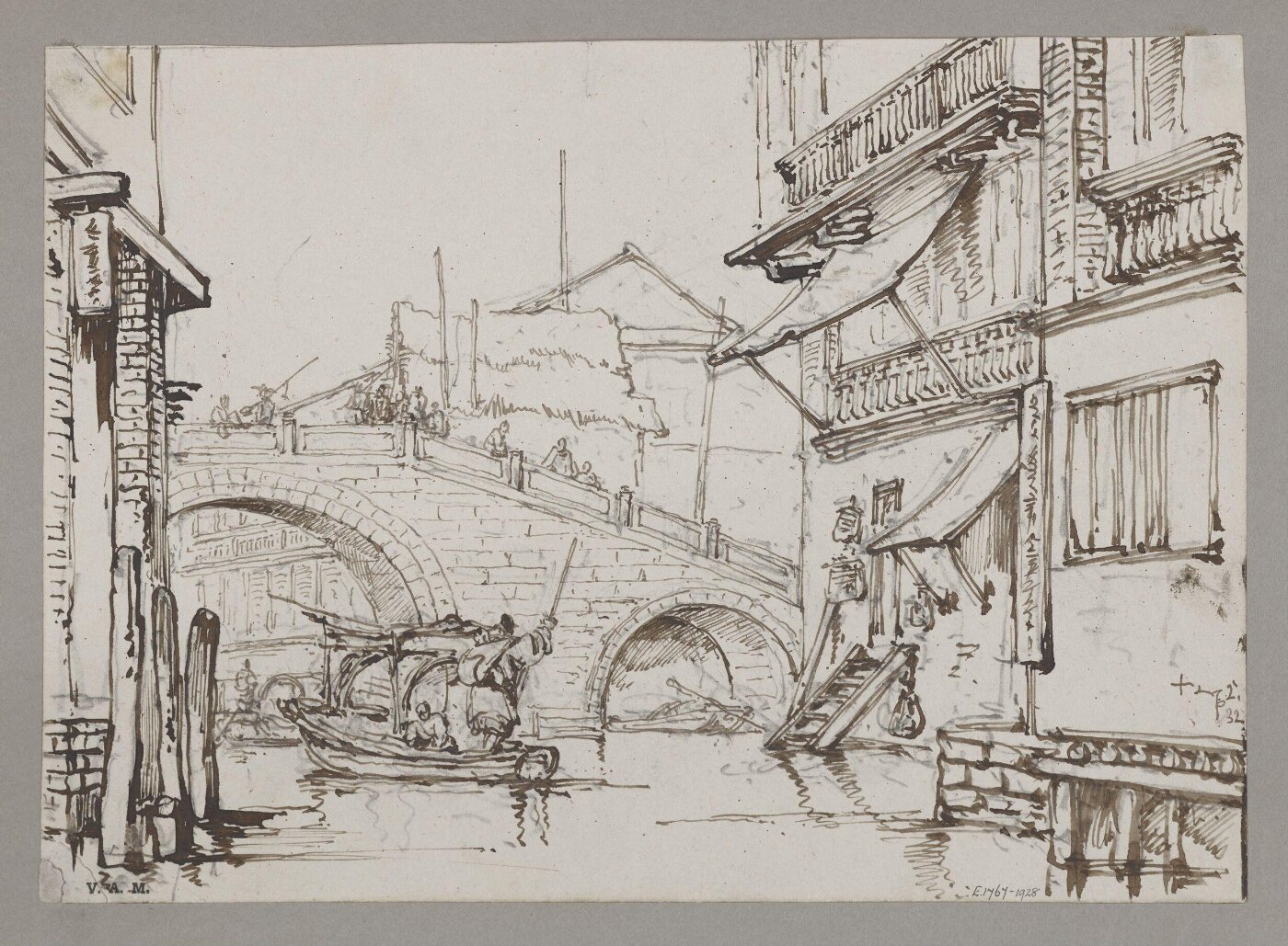 George Chinnery, Bridge at Honan opposite to Canton