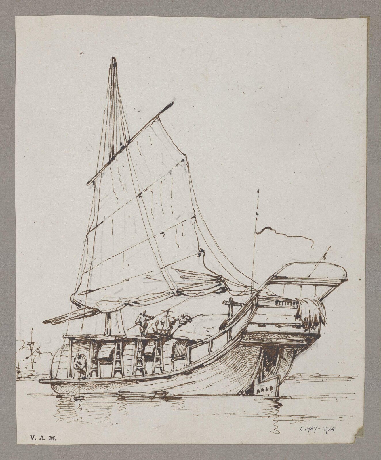 A Chinese junk with sail set, George Chinnery, 29/09/1825 - 30/05/1852