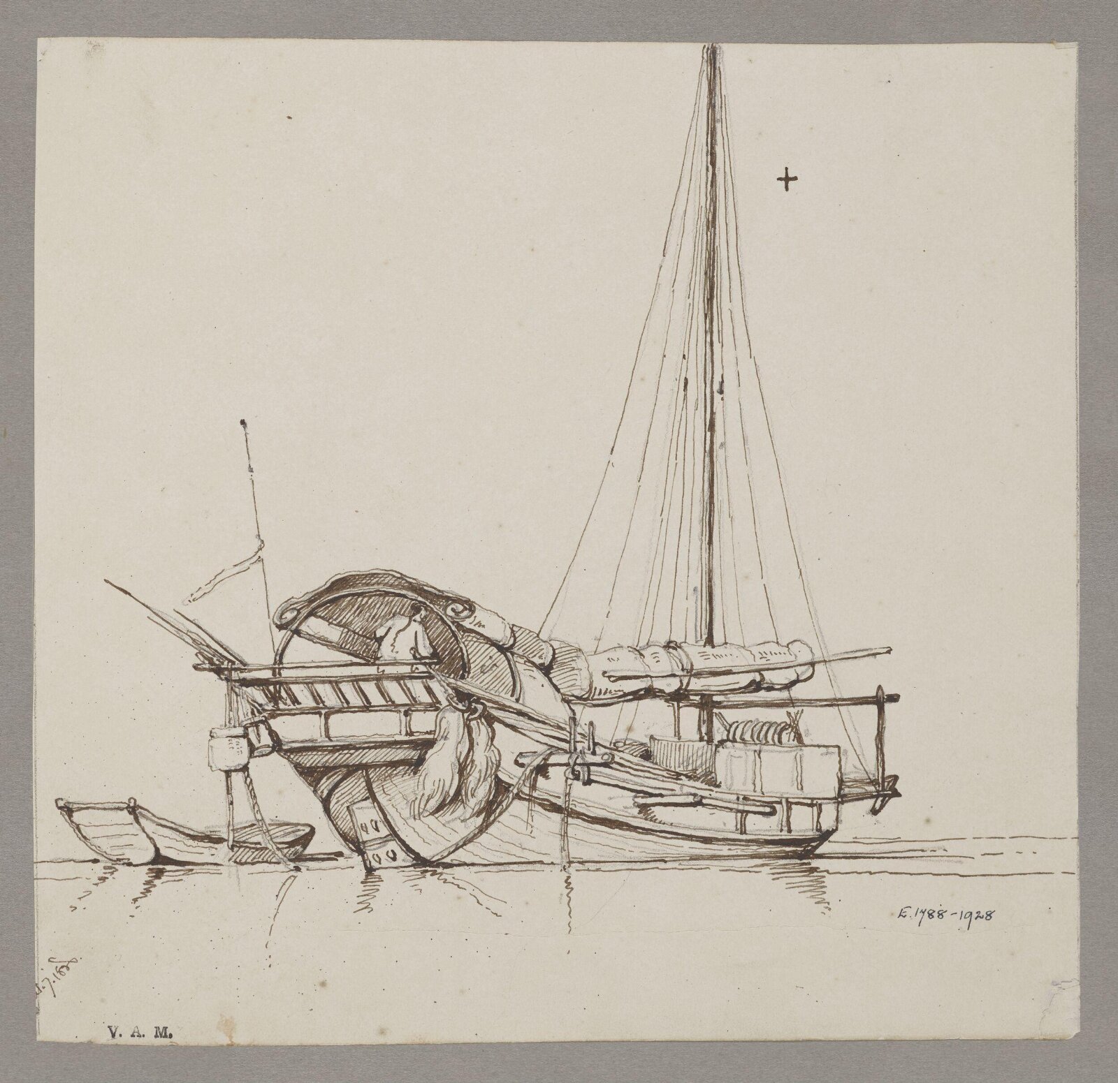 A junk with sails furled, George Chinnery, 07/01/1826 - 07/12/1826