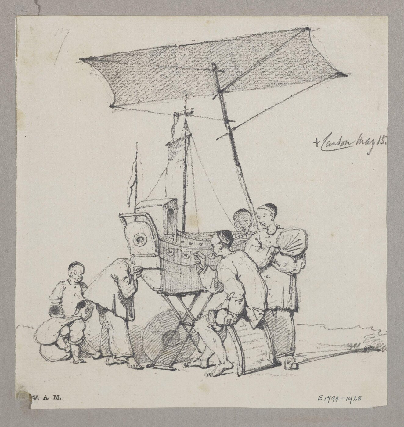 George Chinnery, Show box in the form of a junk, Canton