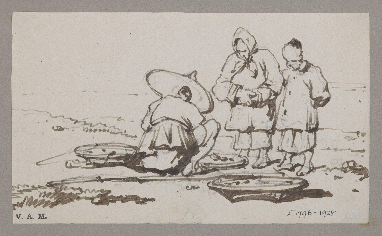 A vendor with customers, George Chinnery, 29/09/1825 - 30/05/1852