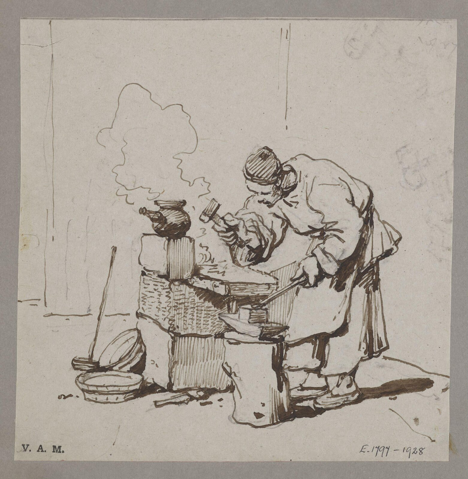 A blacksmith at his anvil, George Chinnery, 29/09/1825 - 30/05/1852