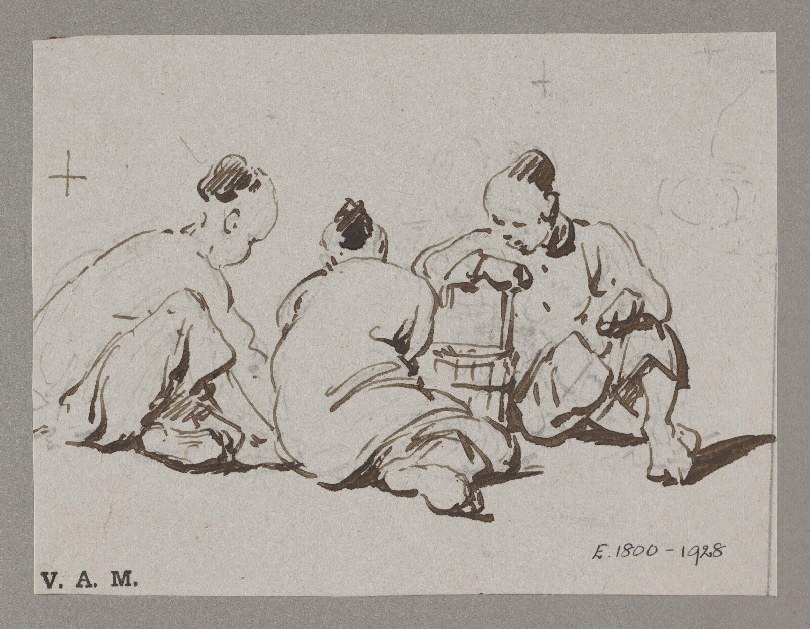 Three seated figures, George Chinnery, 29/09/1825 - 30/05/1852