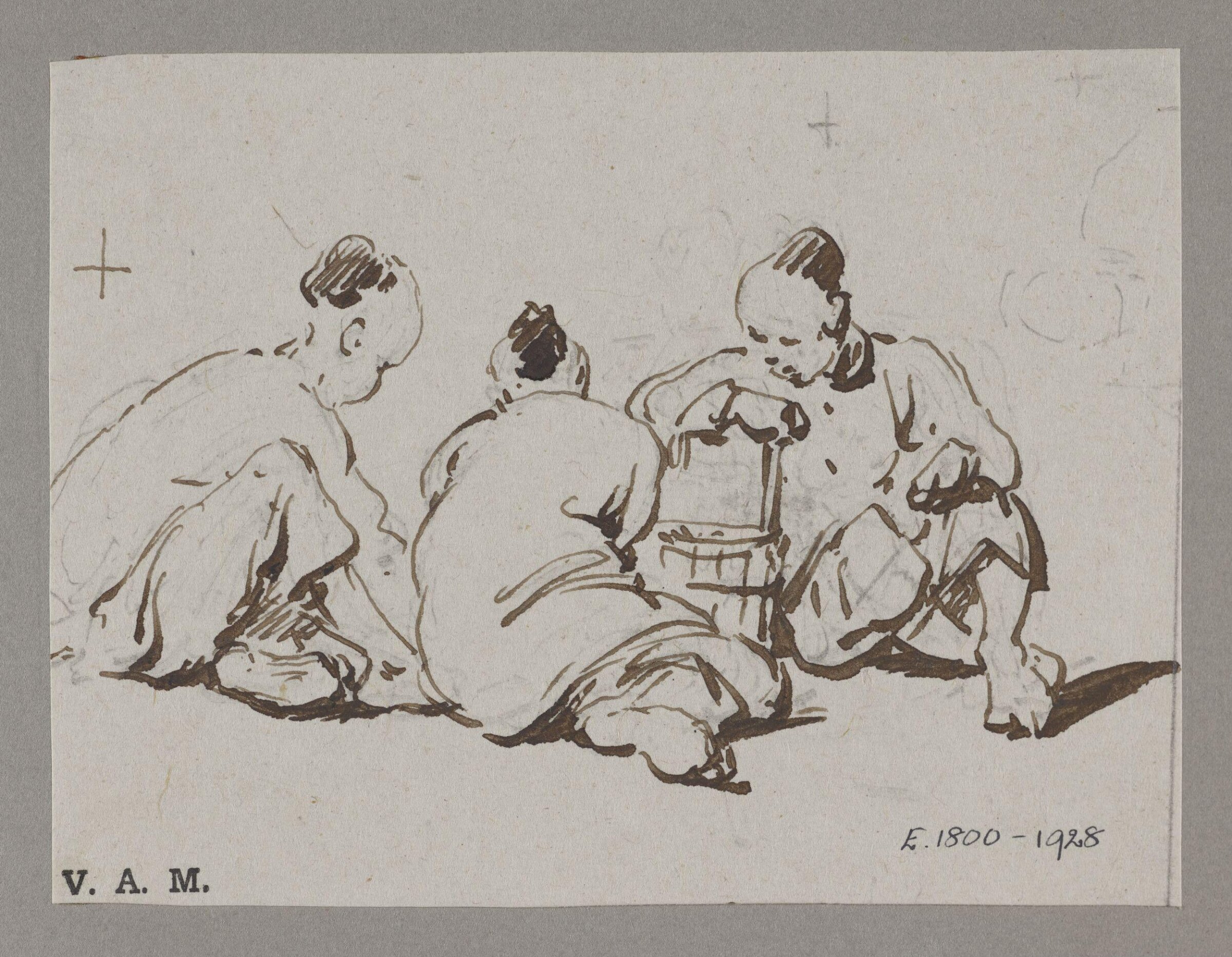 Three seated figures, George Chinnery, 29/09/1825 - 30/05/1852