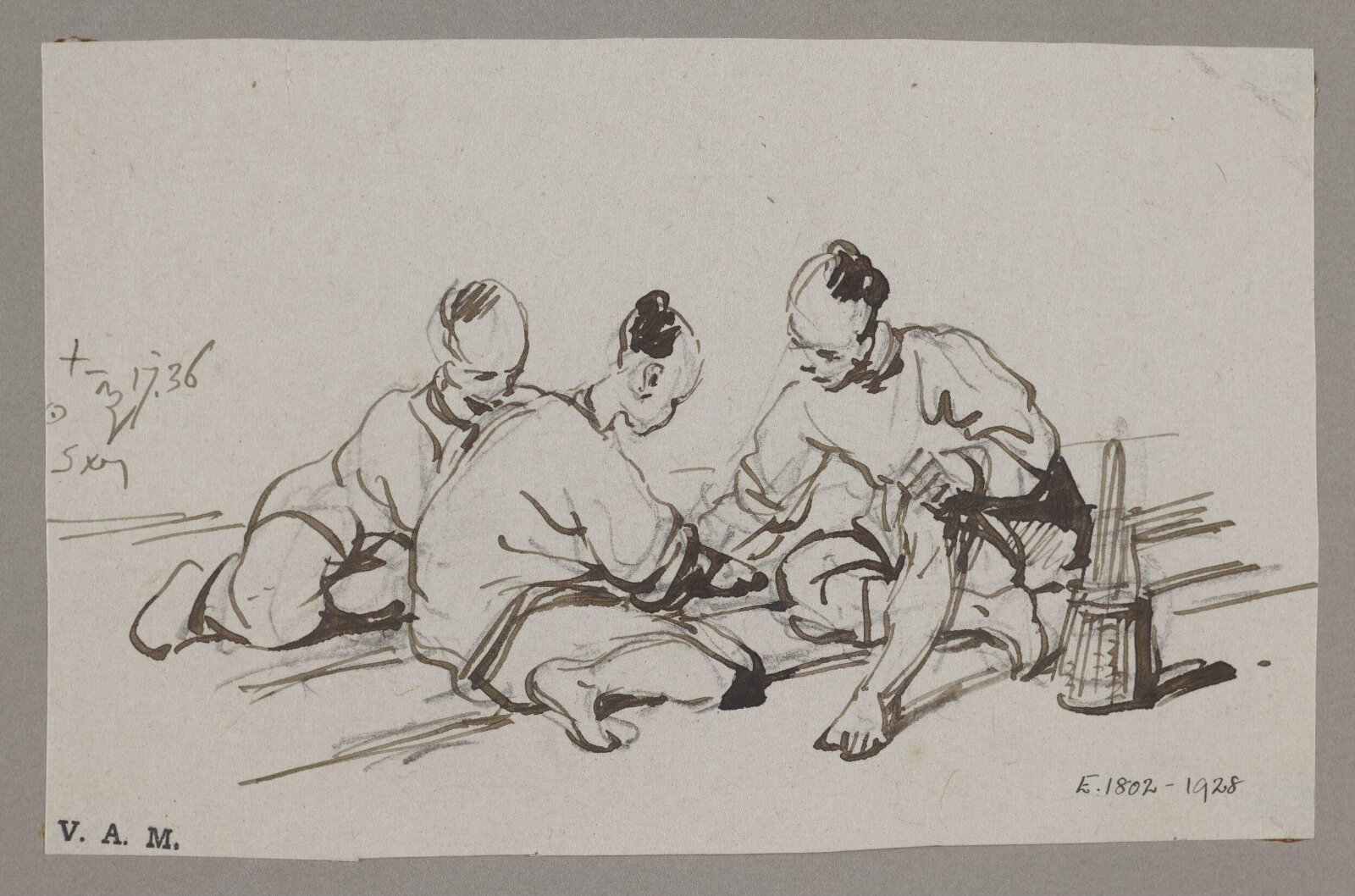 Three Chinese figures, George Chinnery, 17/11/1836