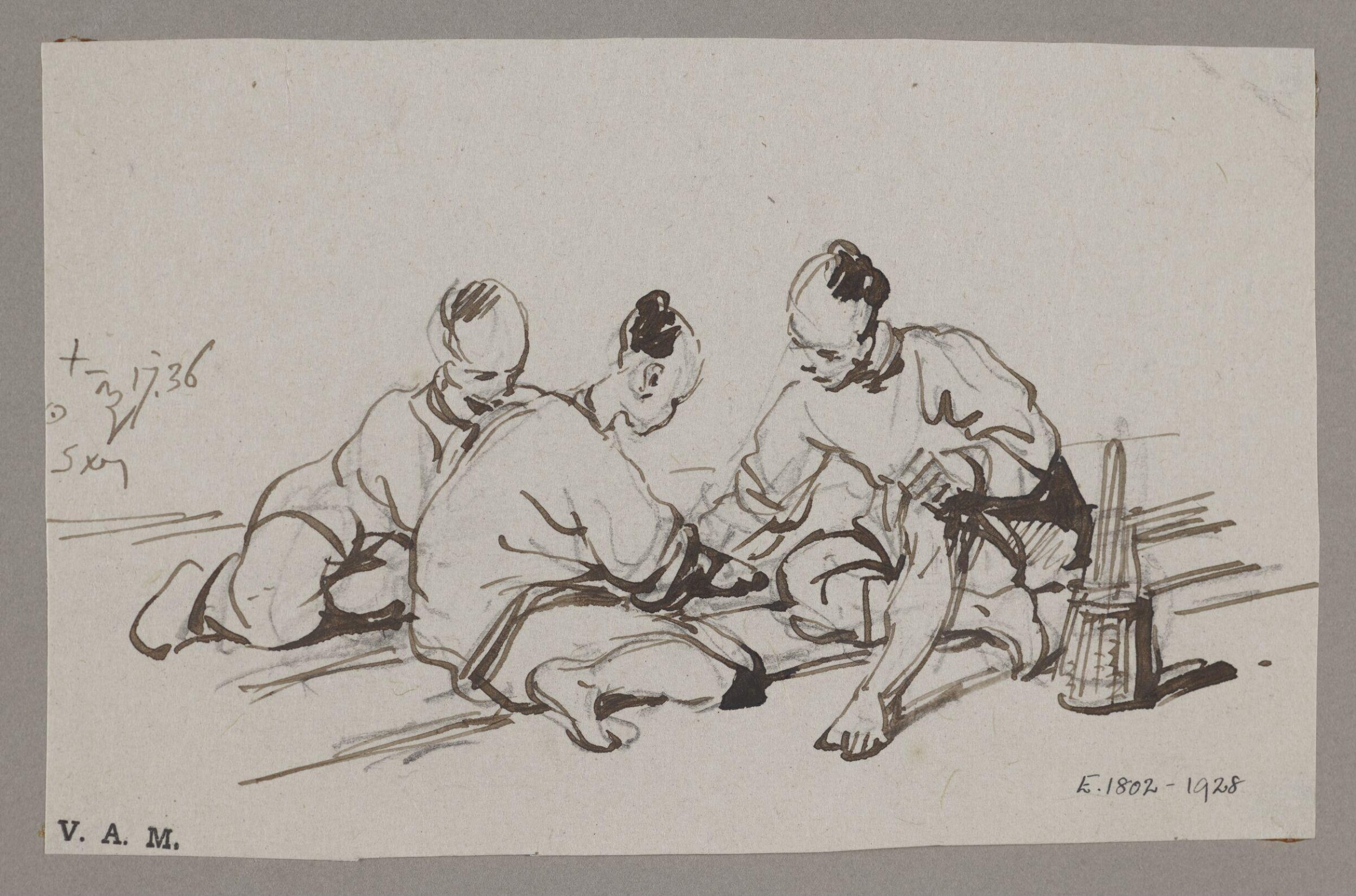 Three Chinese figures, George Chinnery, 17/11/1836