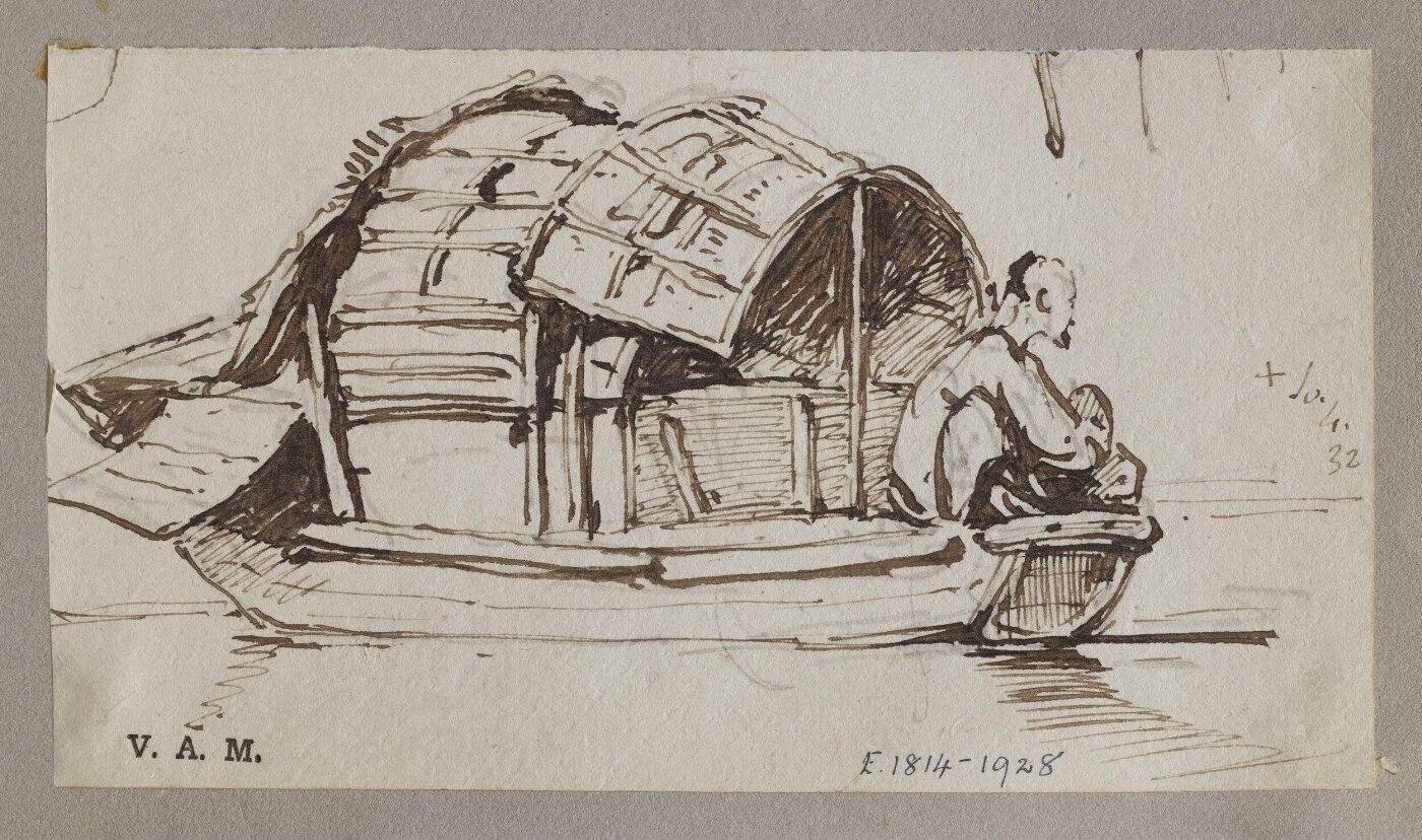 George Chinnery, A Tanka boat with a figure seated in the stern