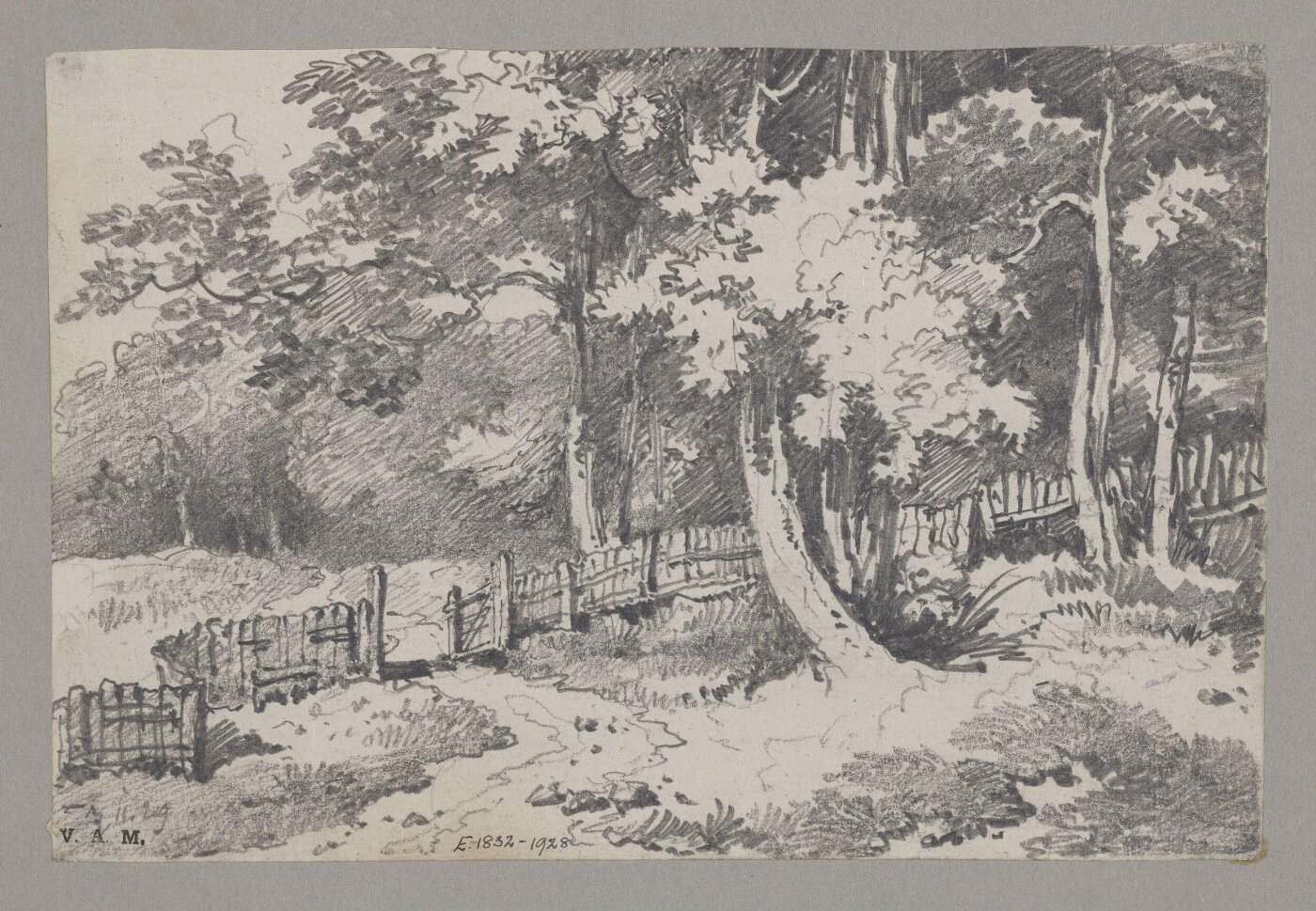 George Chinnery, A wooded landscape with a fence and path