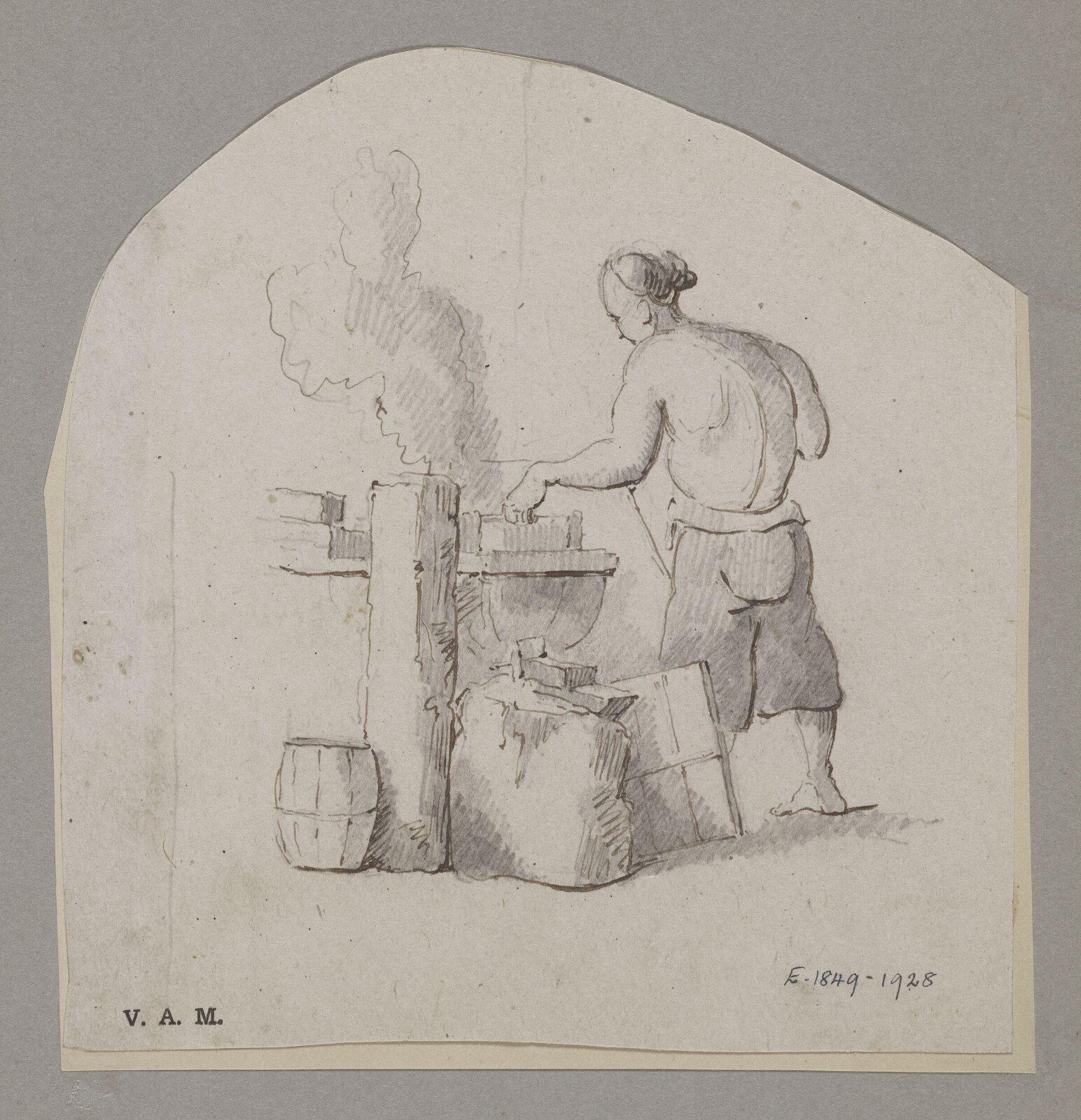 A blacksmith with his equipment, 19th century