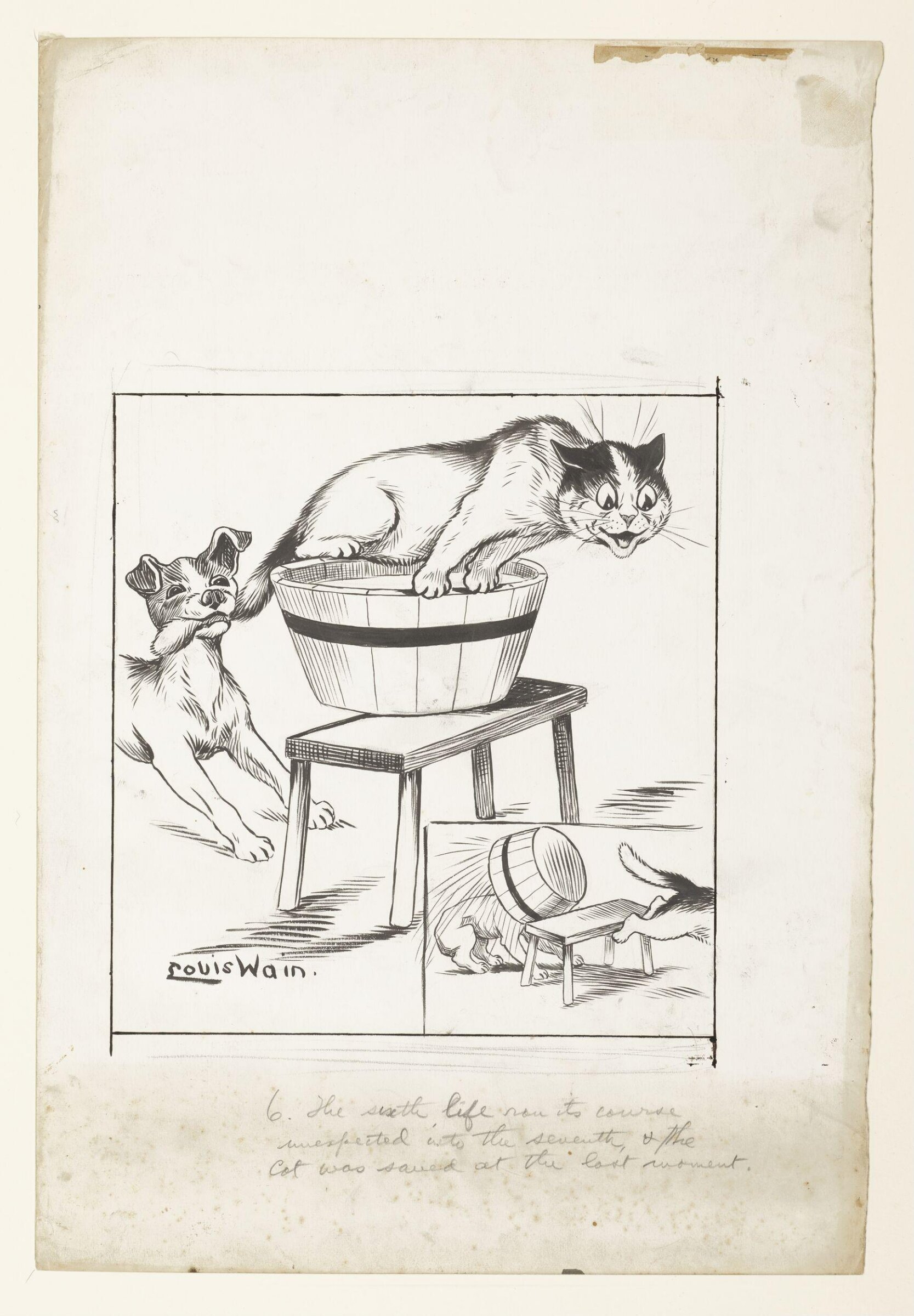 6. The sixth life ran its course unexpected into the seventh, & the cat was saved at the last moment, Louis Wain, 1905