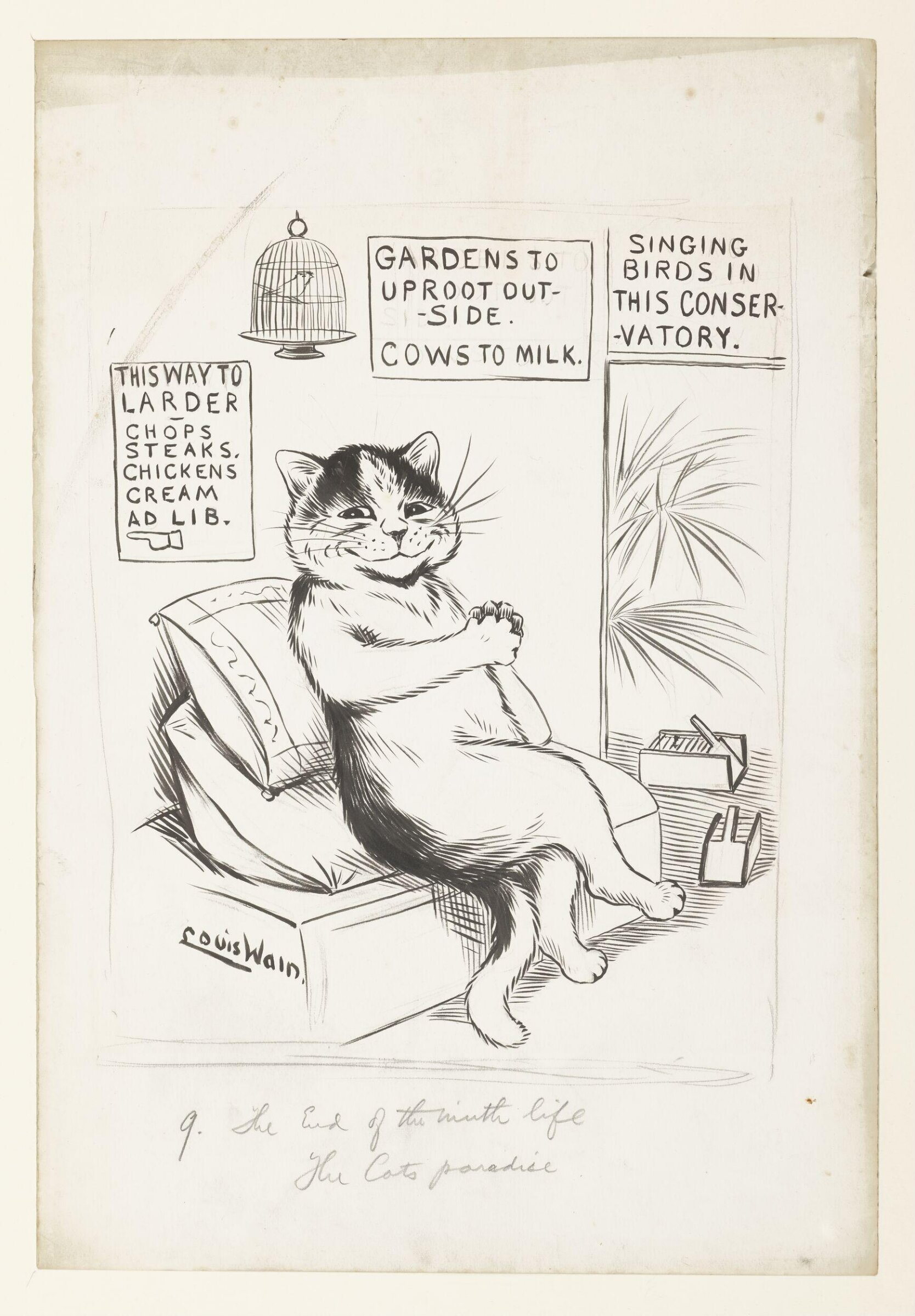 9. The end of  the ninth life. the Cats  paradise., Louis Wain, 1905
