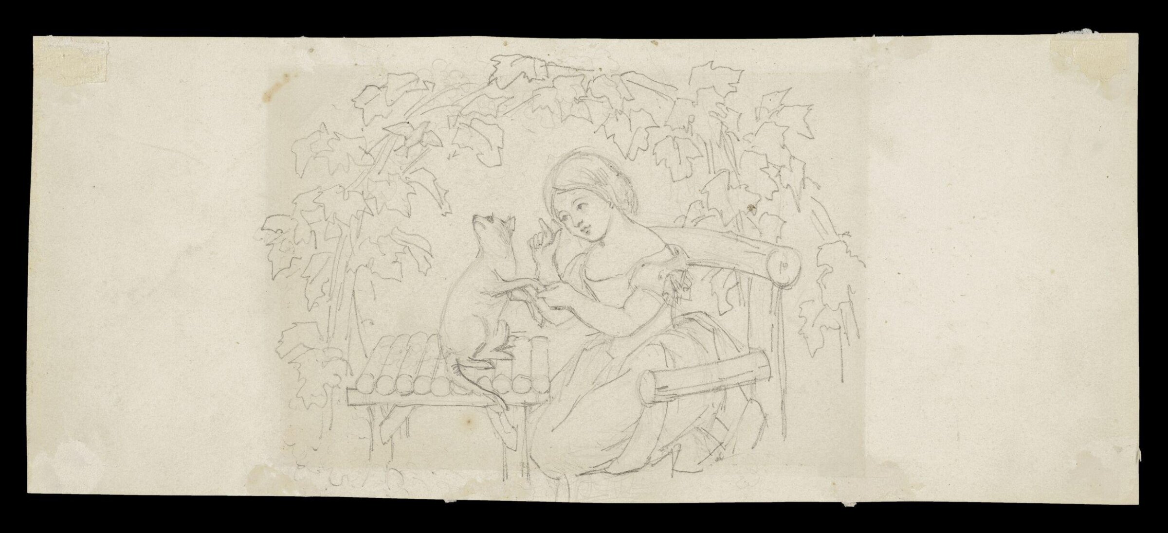 Study of a young girl and a cat, Daniel Maclise, ca. 1825-70