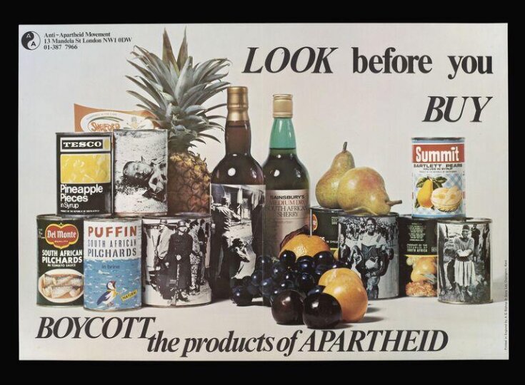 Look before you buy. Boycott the products of apartheid. top image