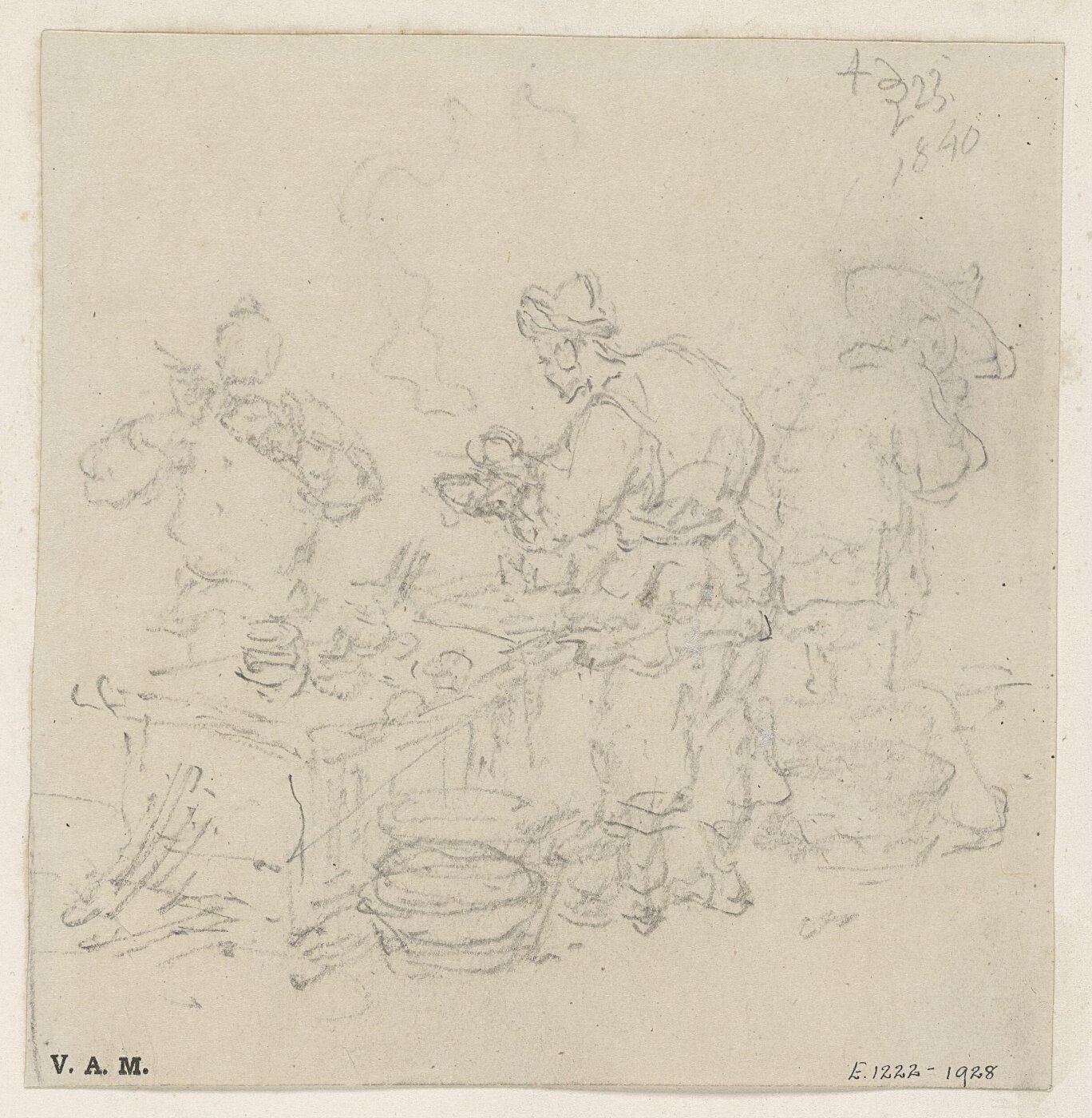 George Chinnery, Sketch of figures at a foodstall