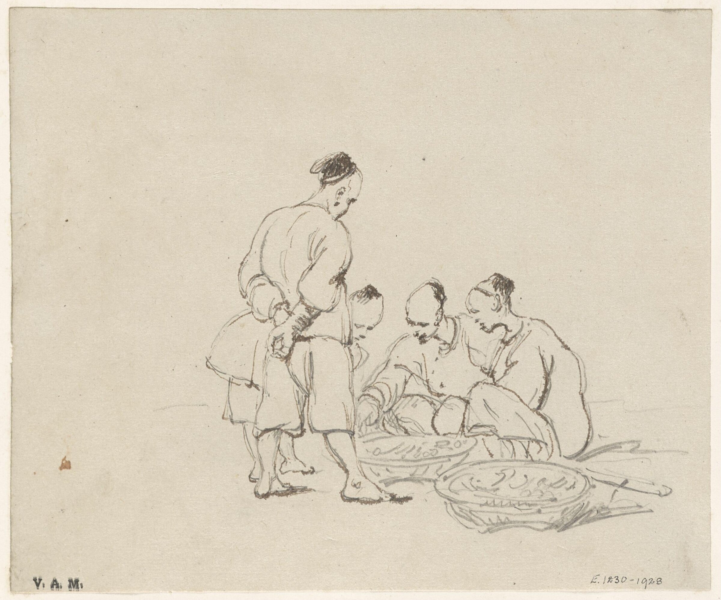 A group of Chinese figures with baskets, George Chinnery, 29/09/1825 - 30/05/1852