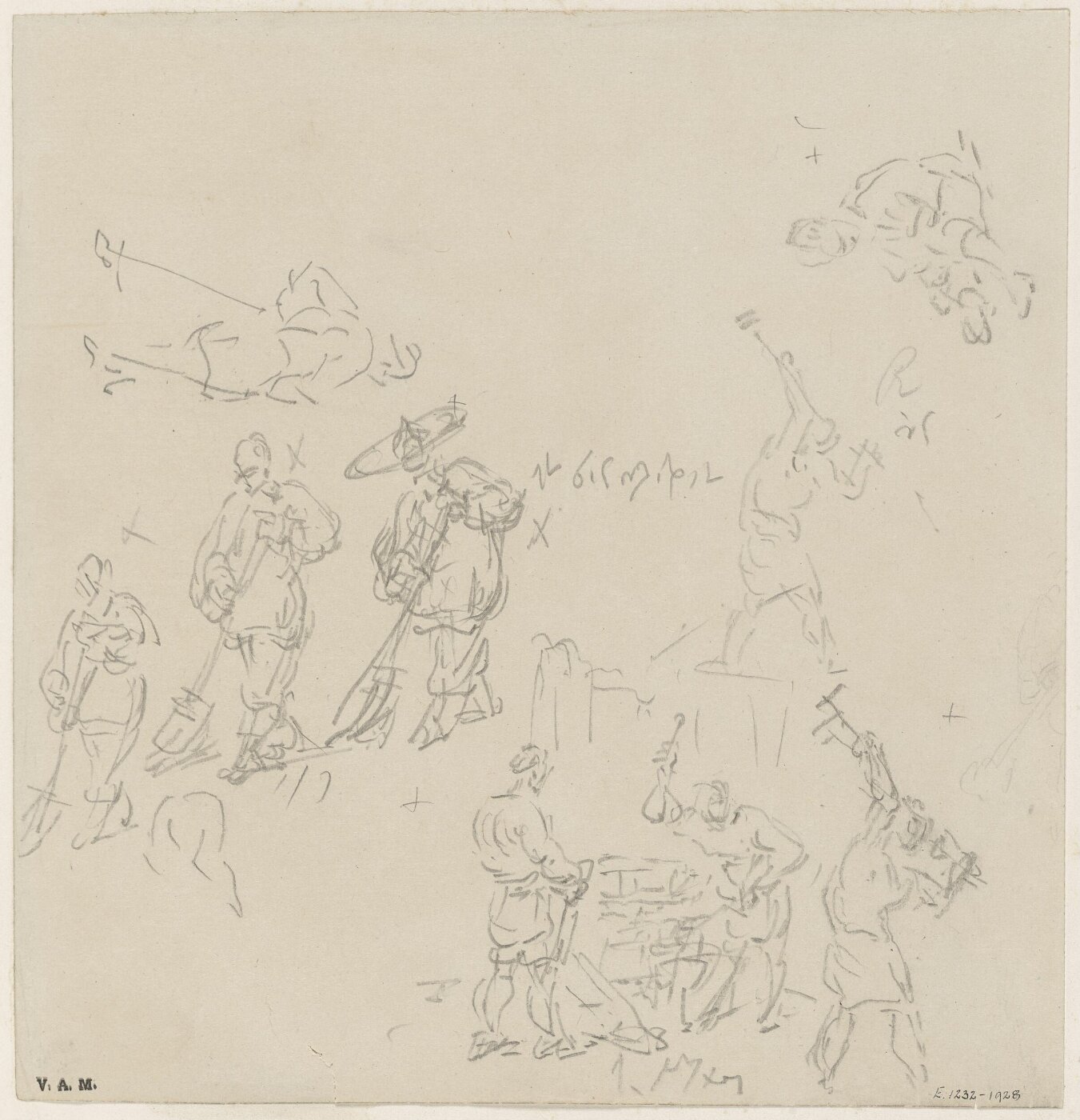 George Chinnery, Sketches of Chinese sweepers and blacksmiths