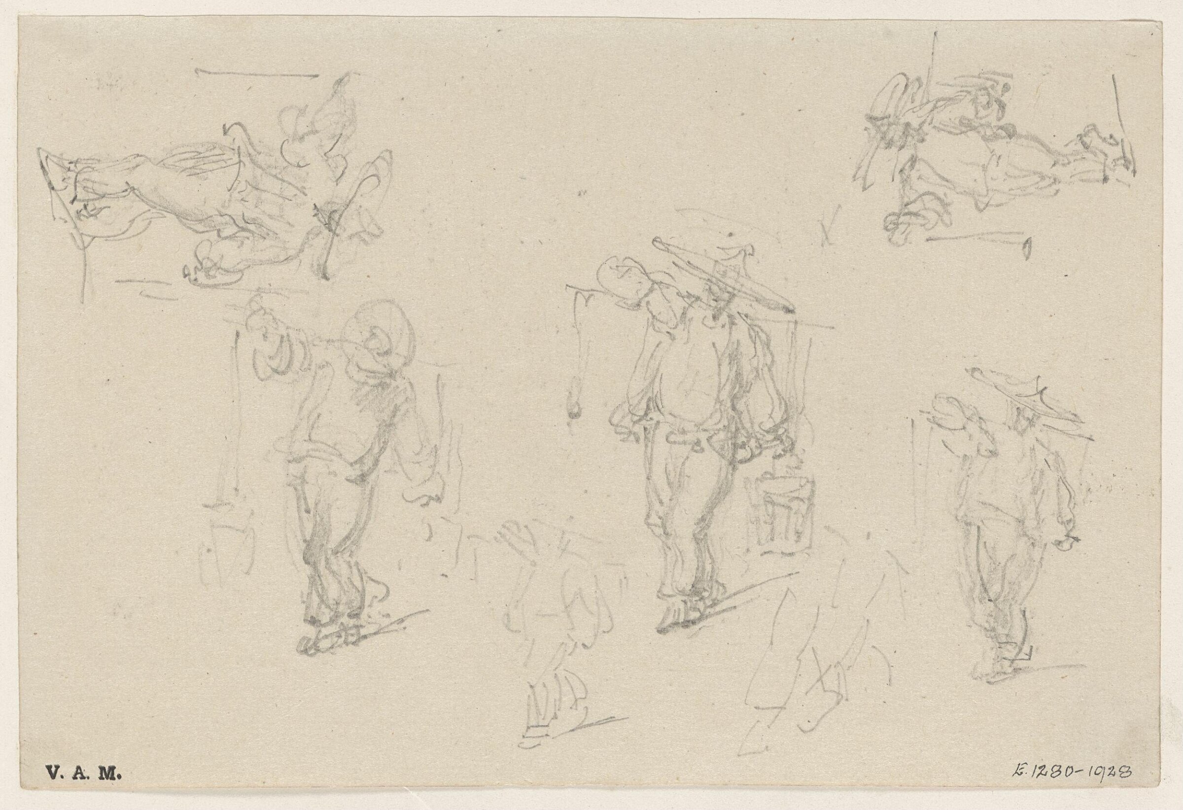 Studies of Chinese porters, George Chinnery, 1774-1852