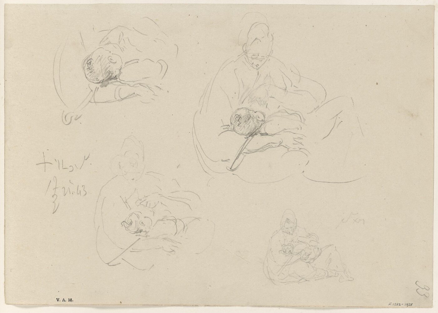 George Chinnery, Four sketches of a boatwoman and child