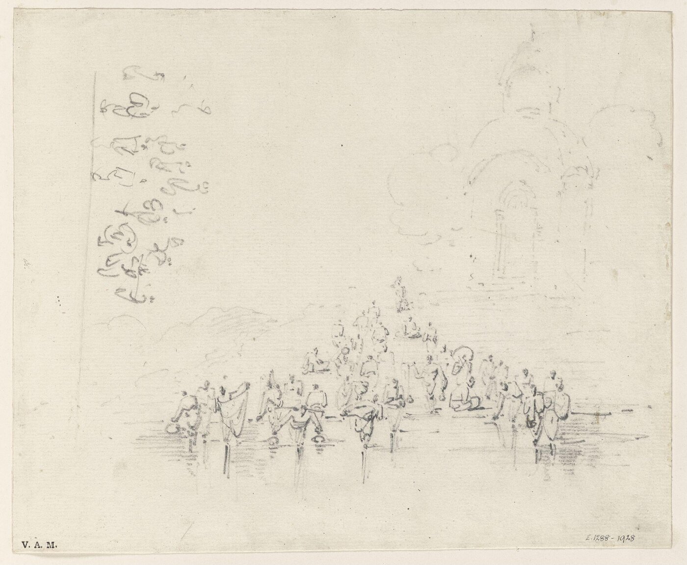George Chinnery, Figures at a bathing ghat, Bengal