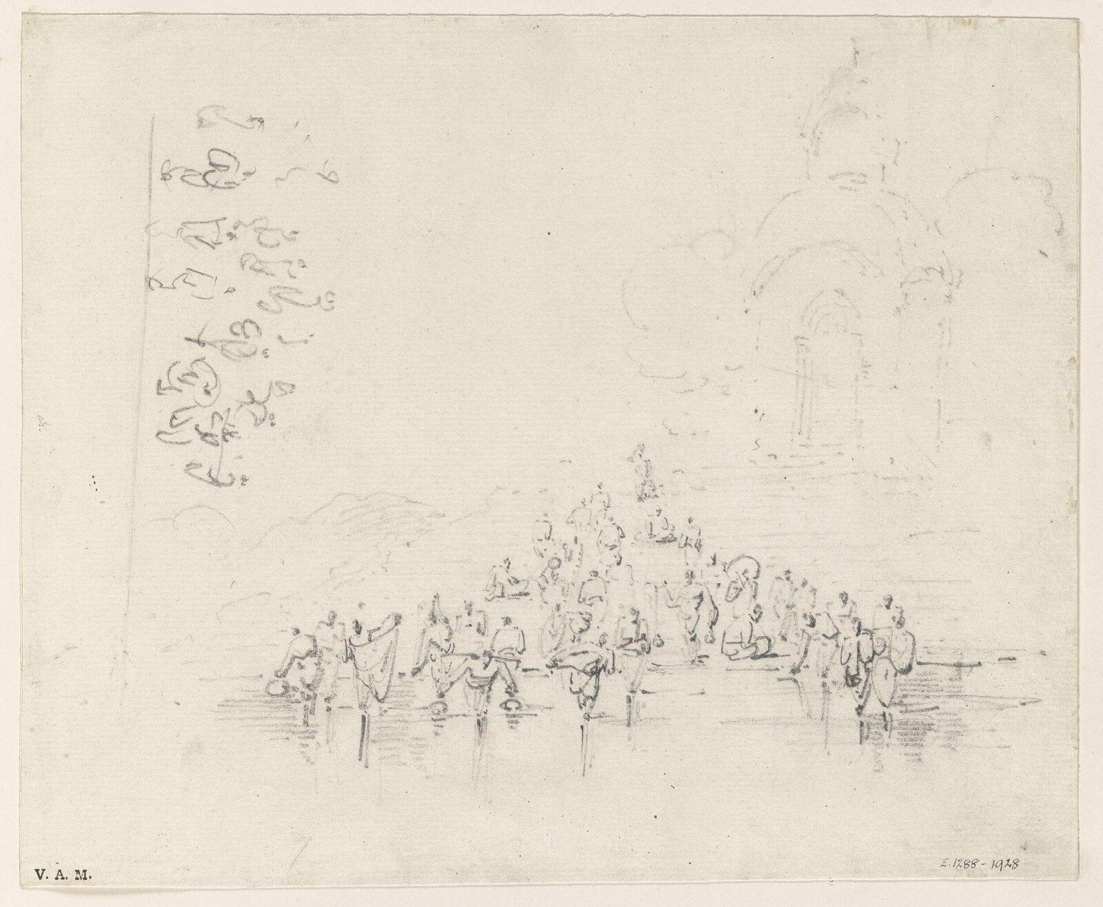 Figures at a bathing ghat, Bengal, George Chinnery, 21/12/1802 -13/07/1825