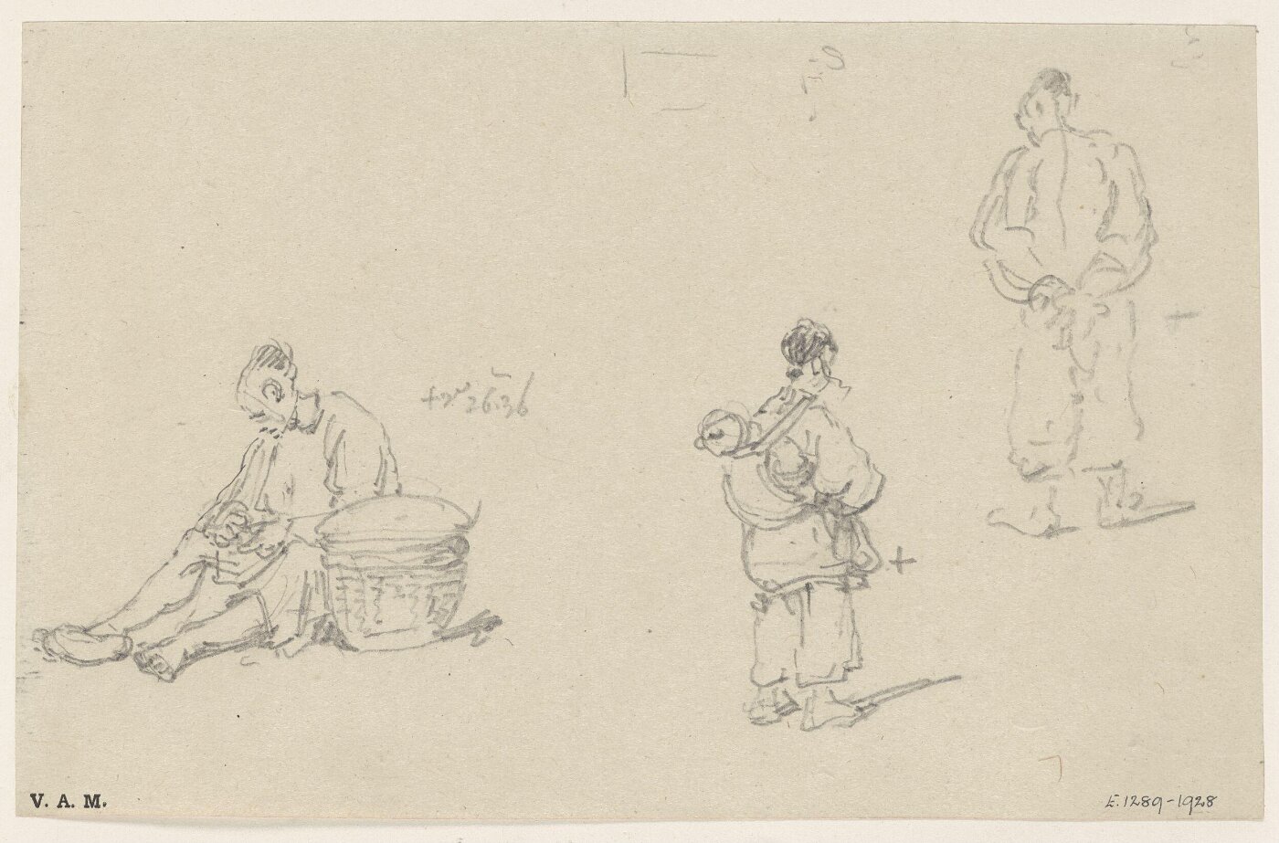 George Chinnery, Three Chinese figure studies