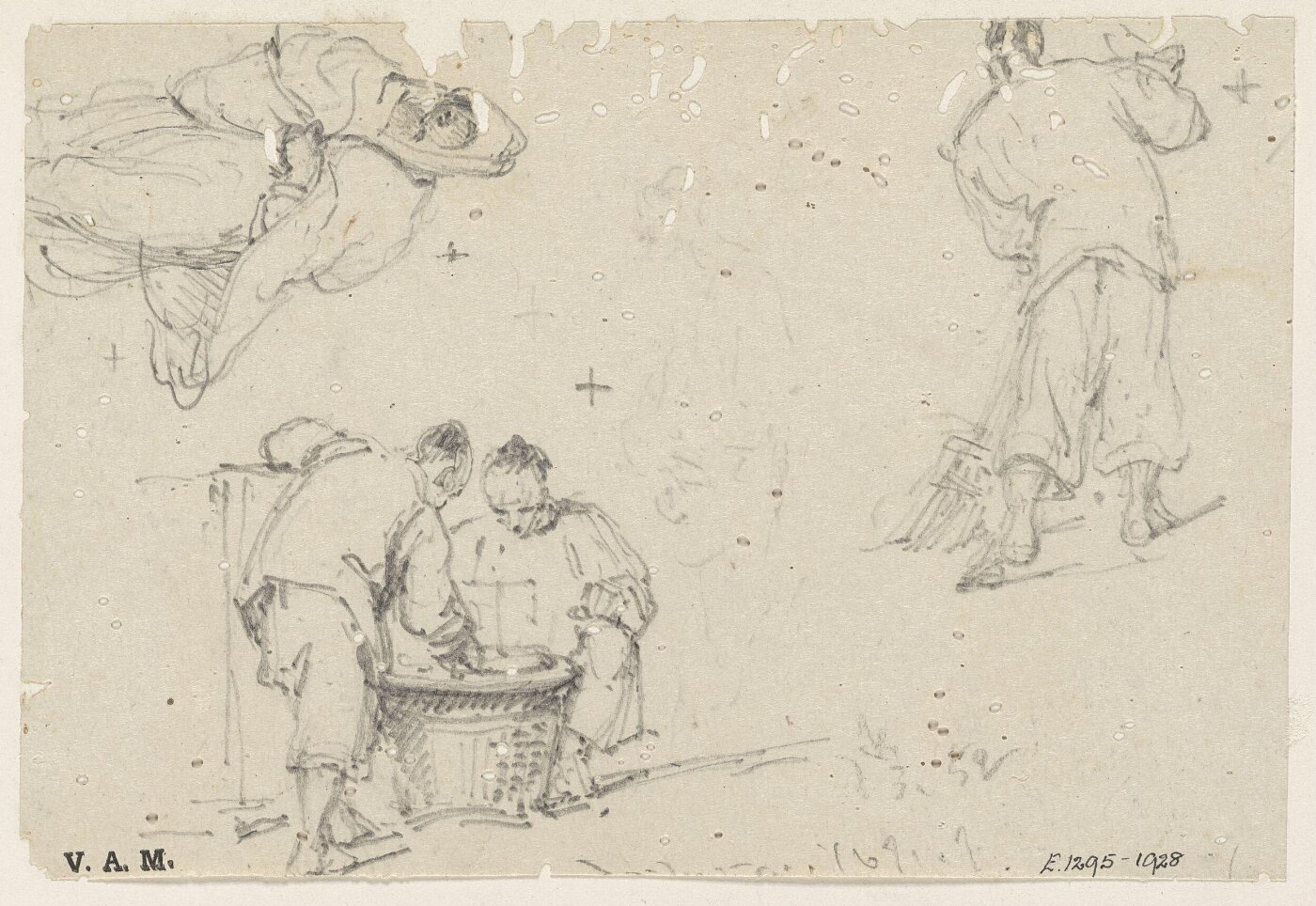 George Chinnery, Chinese figures, one with a broom
