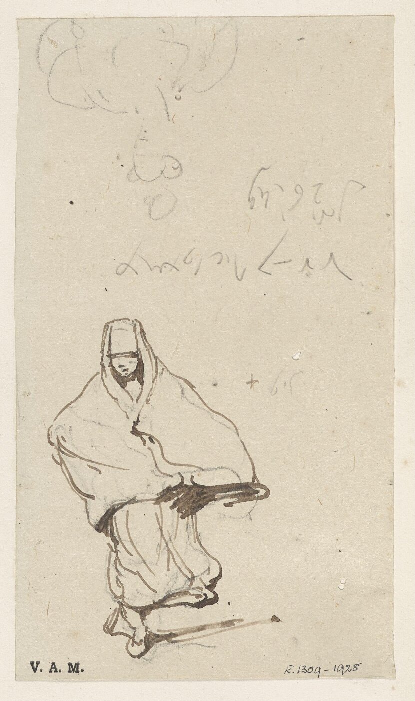 George Chinnery, A Macanese woman walking in a cape
