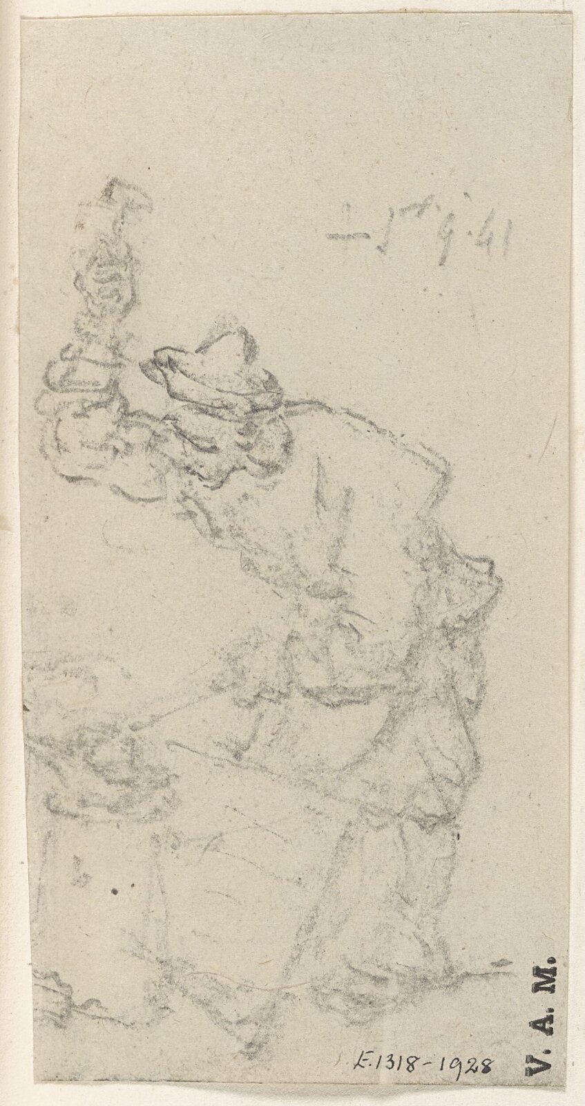 A Chinese blacksmith with raised hammer, George Chinnery, 09/01/1941