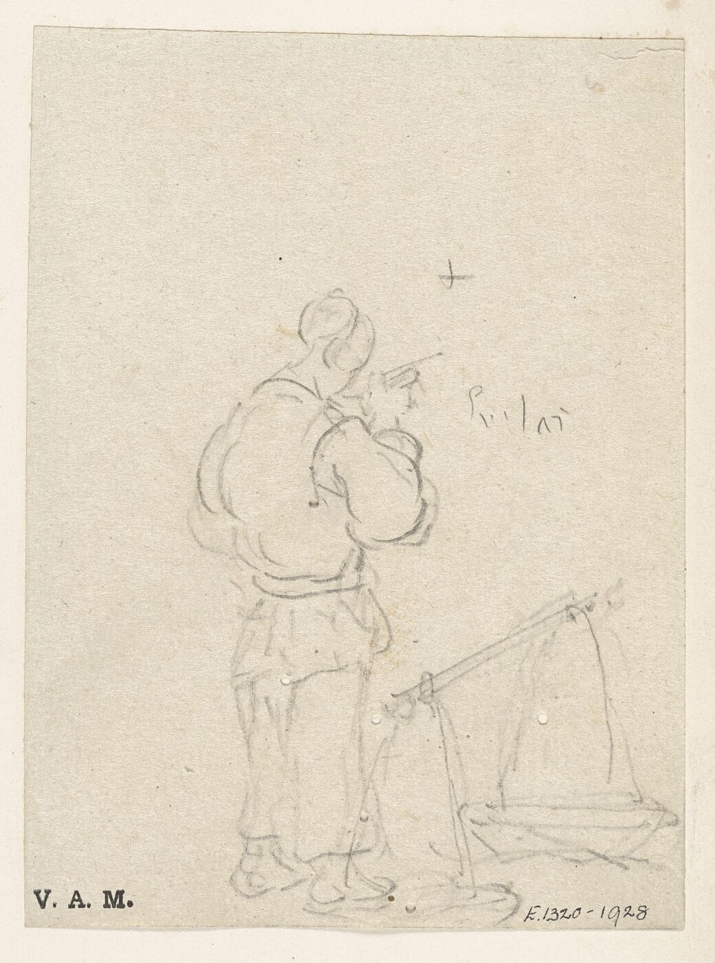 George Chinnery, A Chinese man eating from a bowl