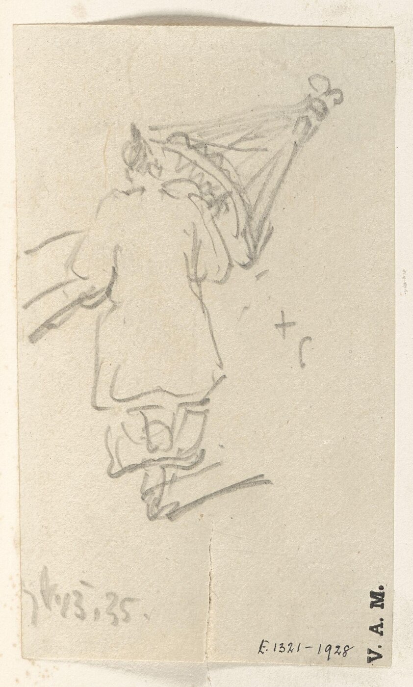 George Chinnery, A Chinese figure holding a partially opened parasol
