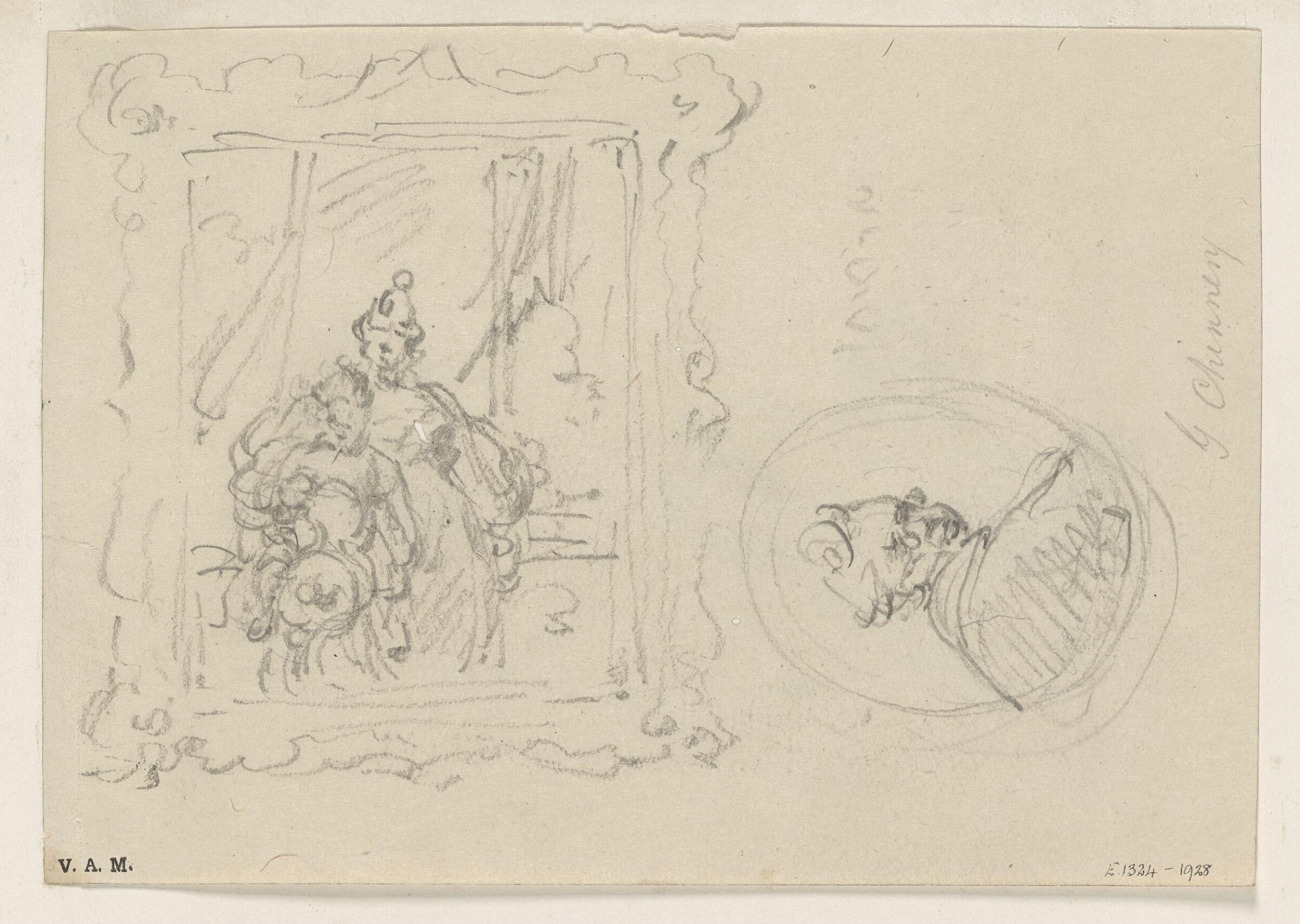 A design for a framed portrait, and of a self-portrait within an oval, George Chinnery, 1774-1852