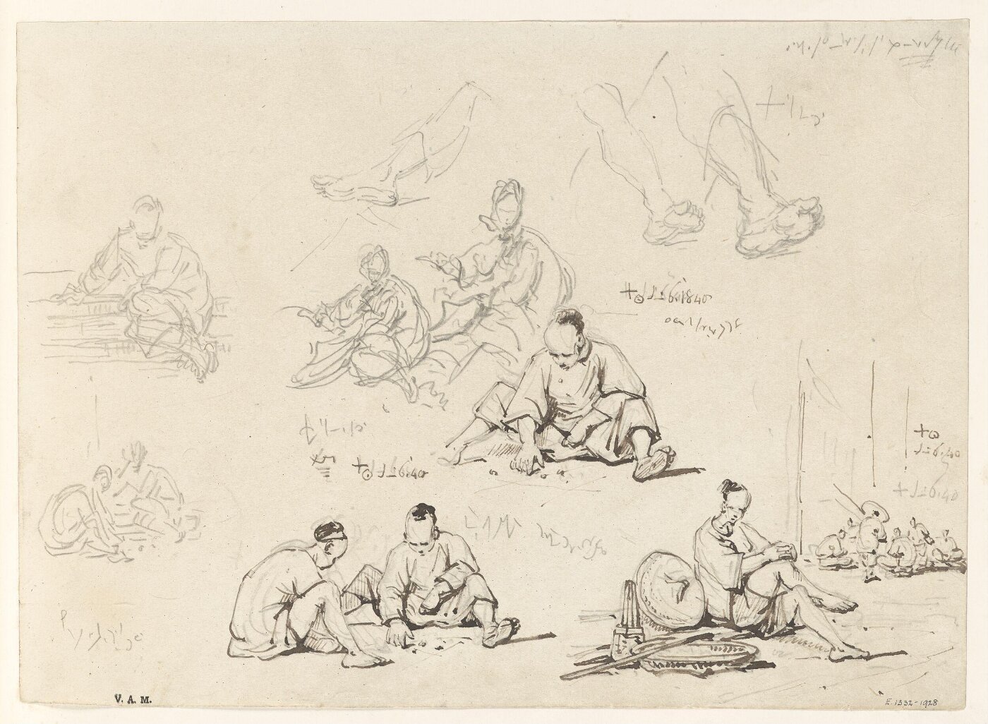 George Chinnery, Seated Chinese figures