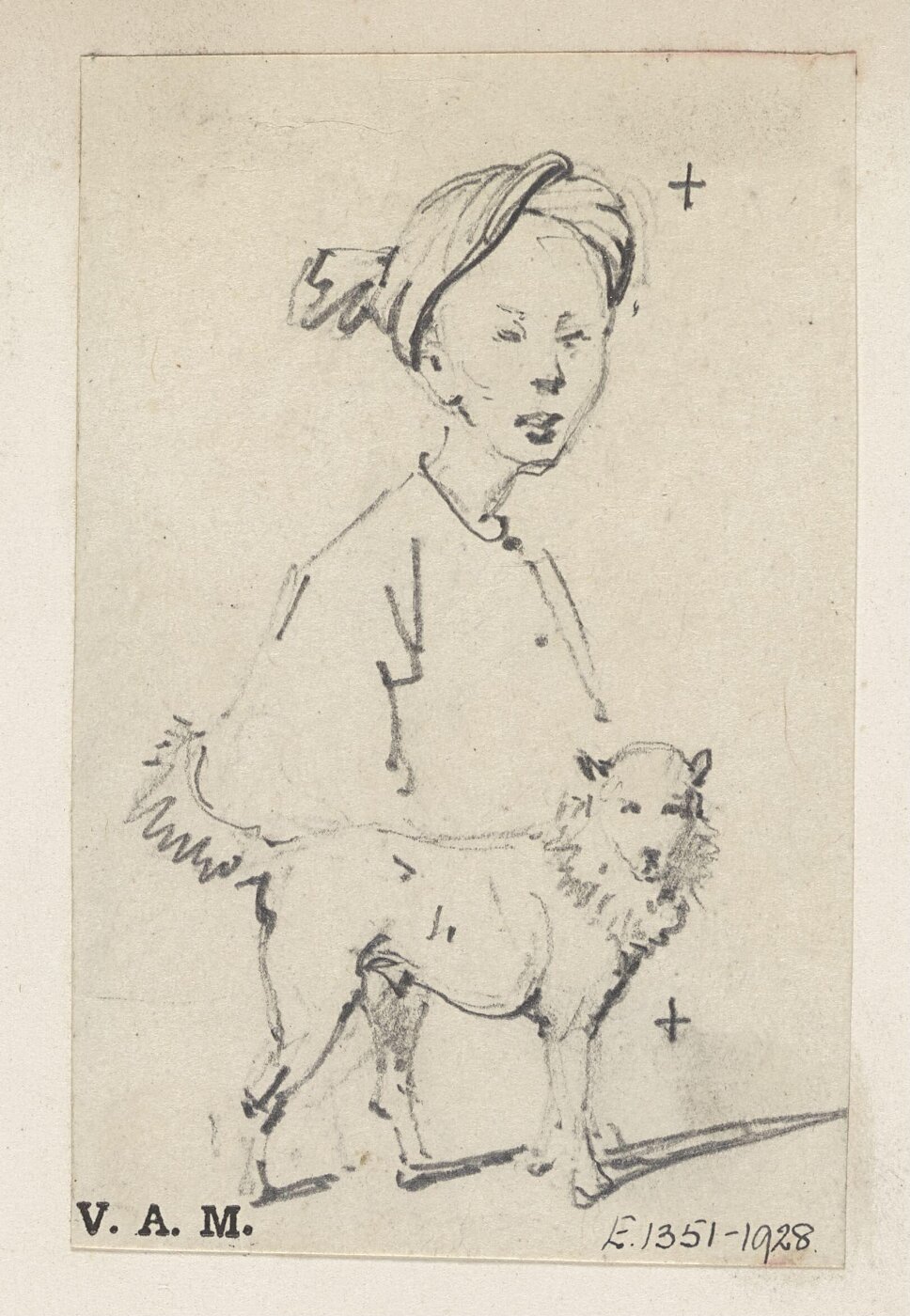 George Chinnery, A Chinese man in a turban, and a dog