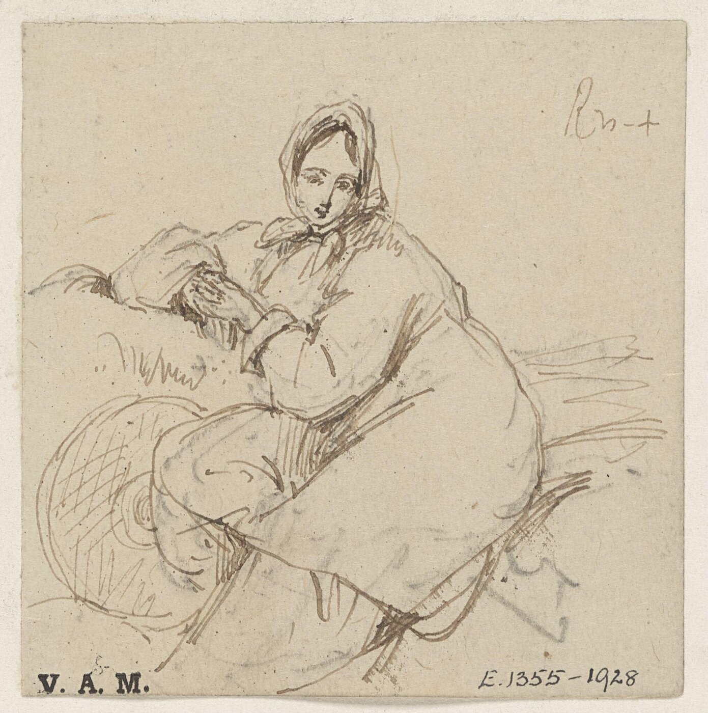 George Chinnery, A boatwoman seated by the shore, Macau