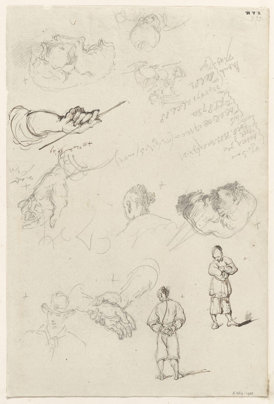 George Chinnery, Studies of figures, hands and dogs