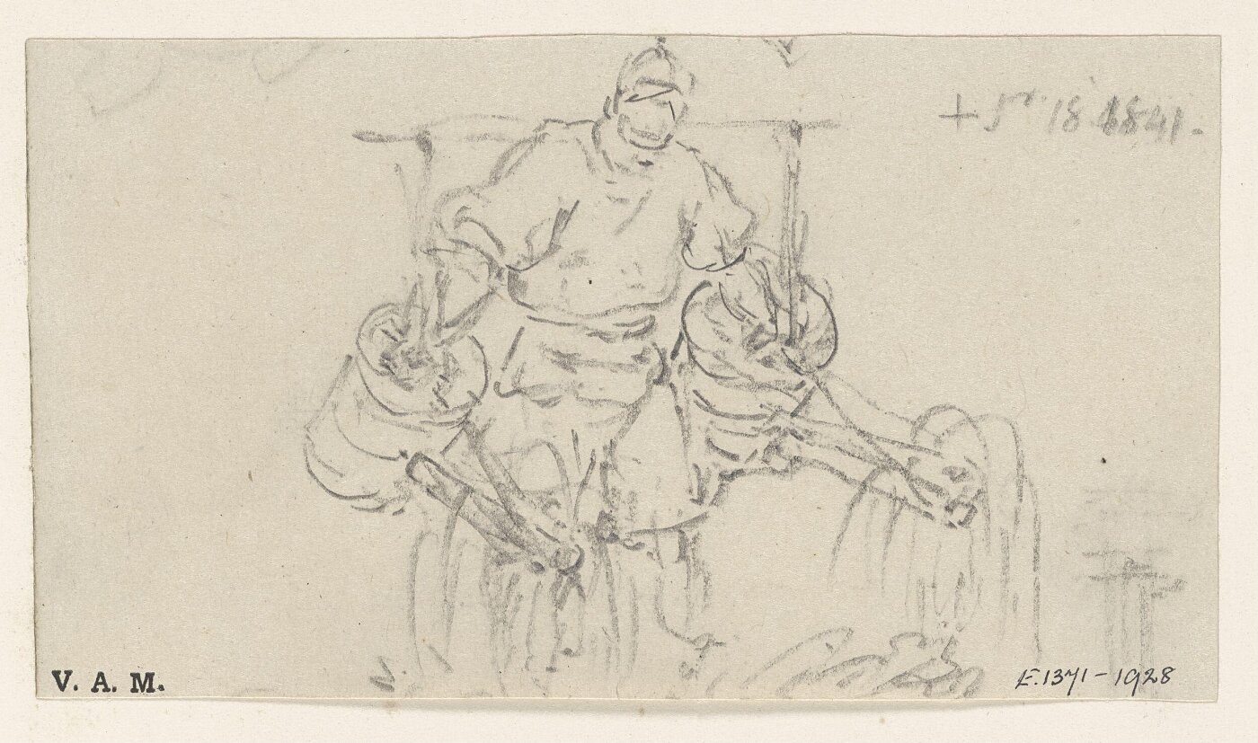 George Chinnery, A sketch of a Chinese figure with two watering cans
