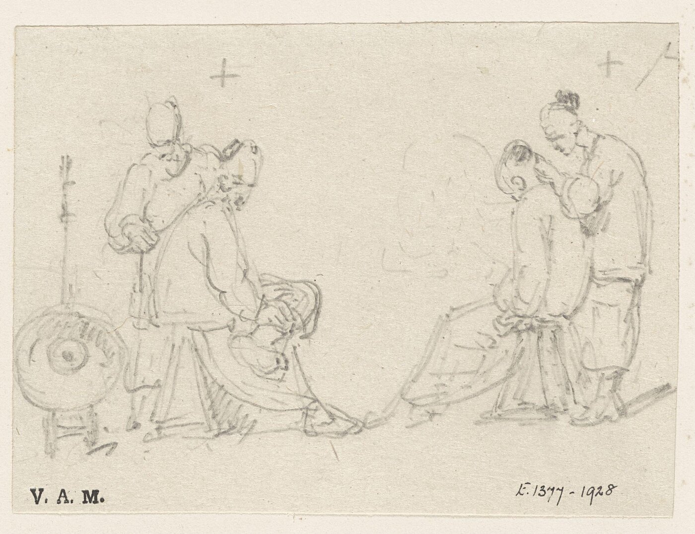 George Chinnery, A Chinese barber with a customer