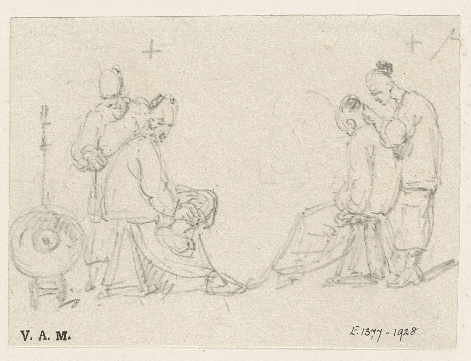 A Chinese barber with a customer, George Chinnery, 29/09/1825 - 30/05/1852
