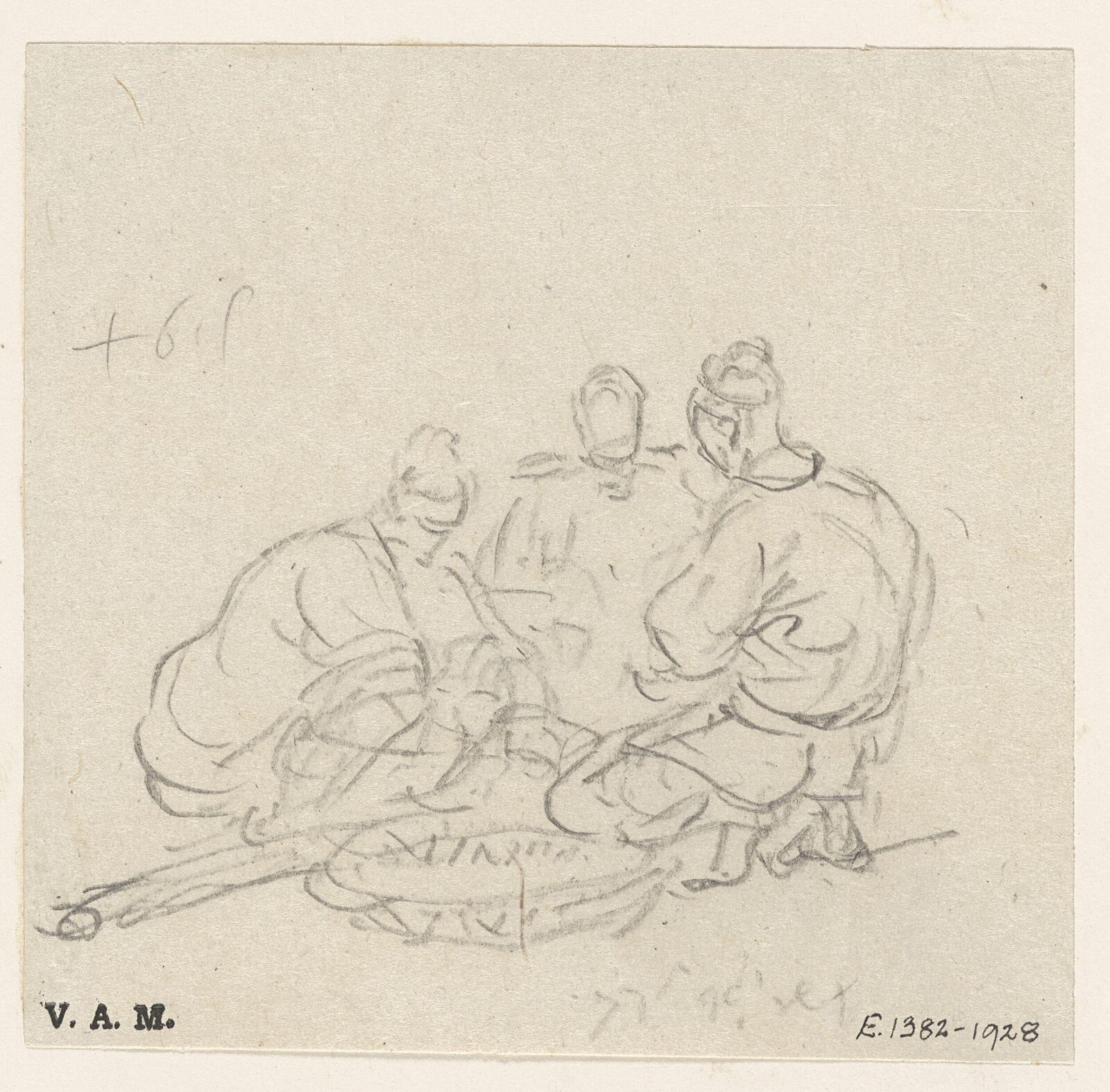 Three figures around a shallow basket, George Chinnery, 29/09/1825 - 30/05/1852