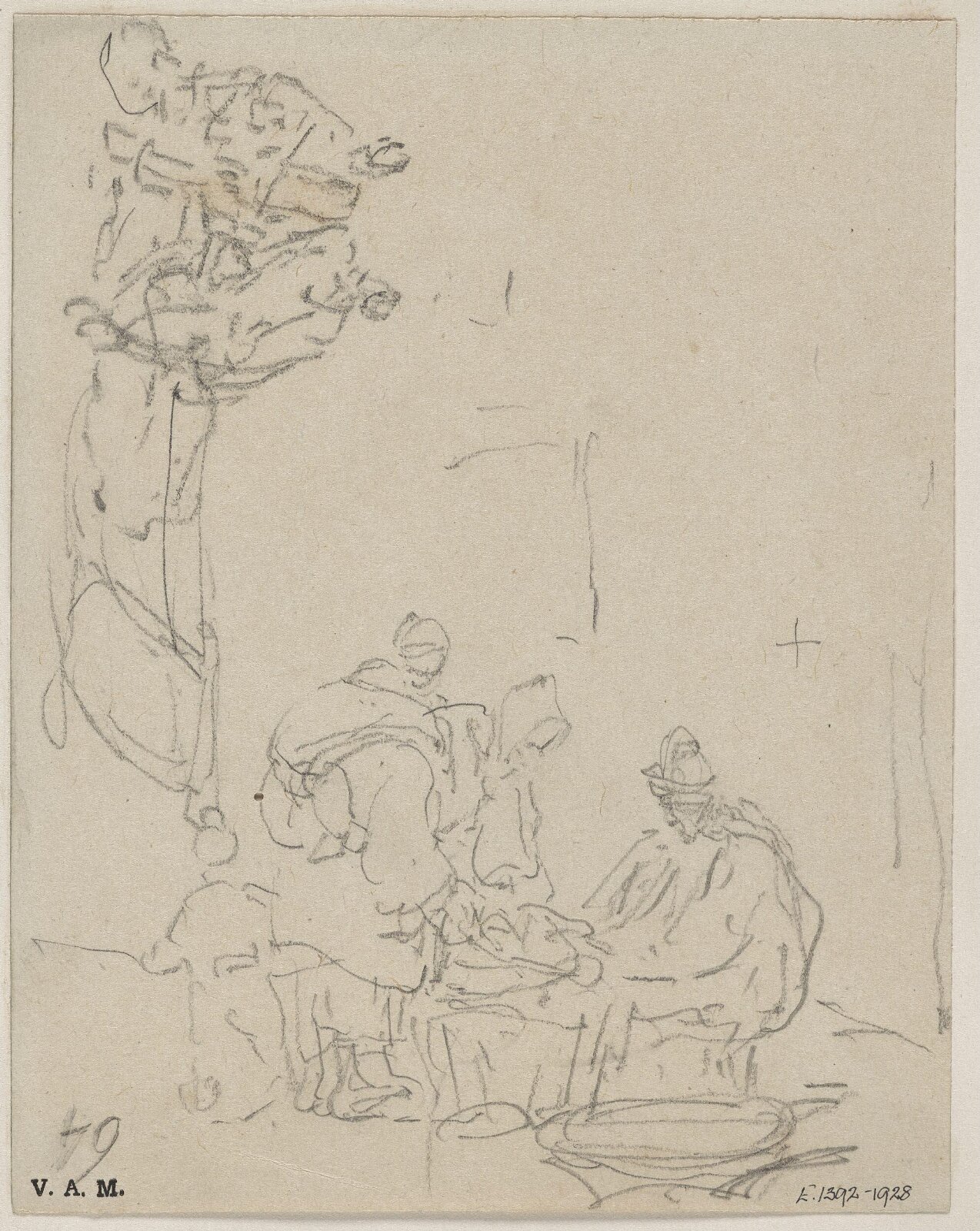 Figures grouped around a vendor's basket, George Chinnery, 29/09/1825 - 30/05/1852