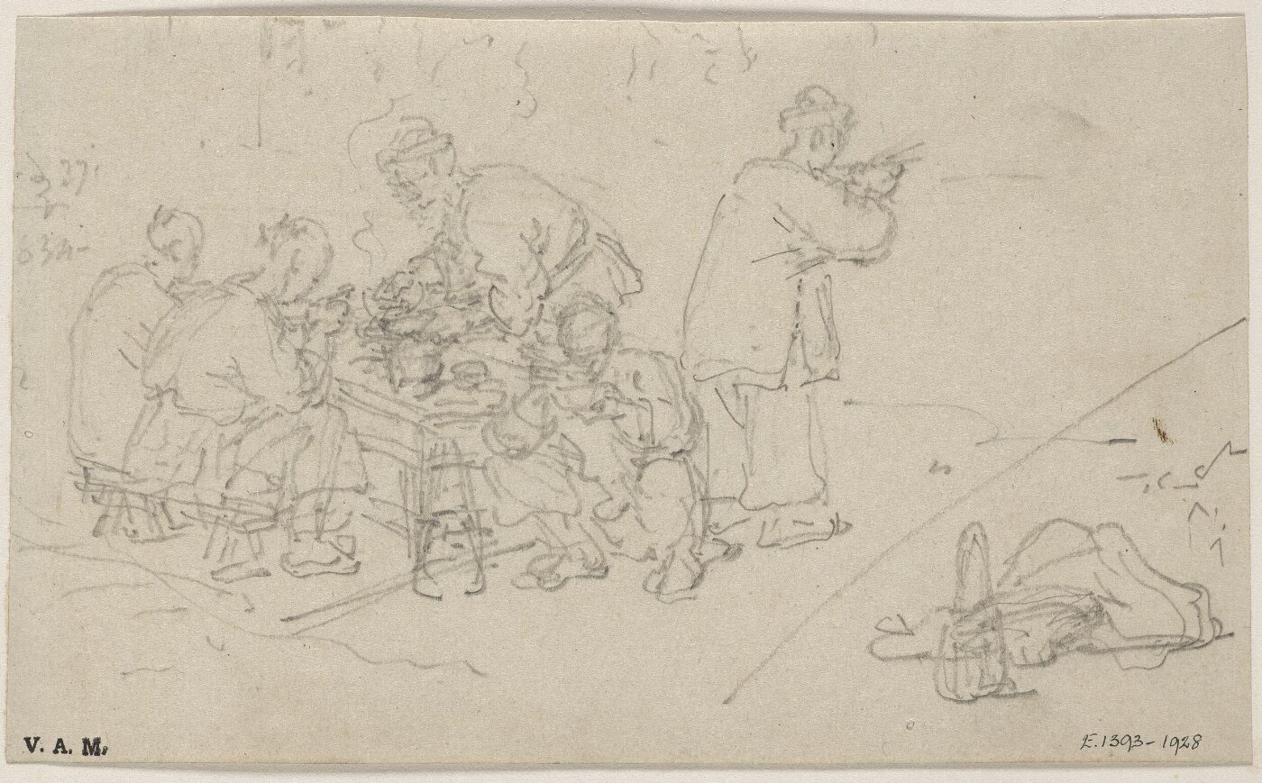 George Chinnery, Chinese figures eating food at a table