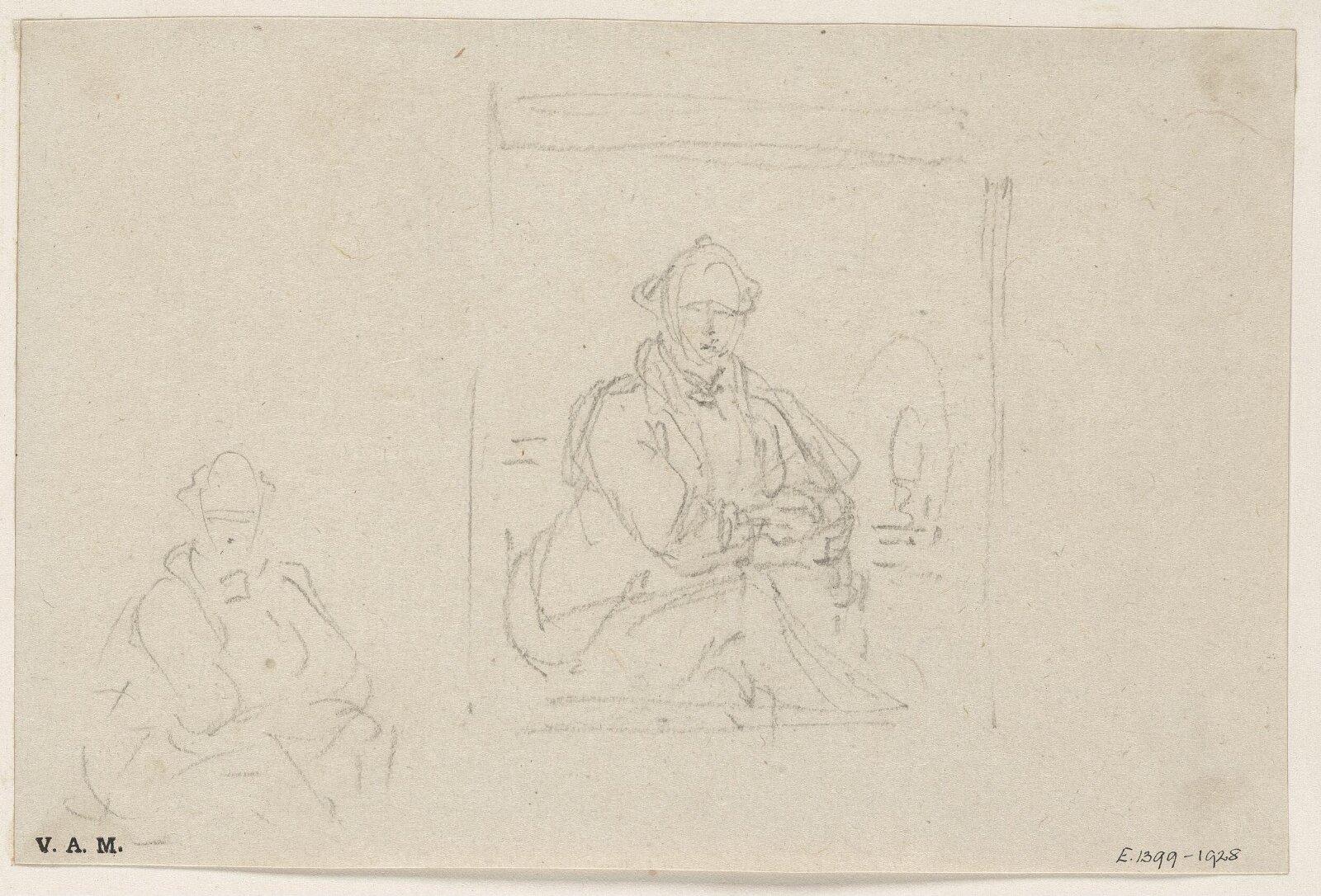 Two sketches  for a portrait, George Chinnery, 29/09/1825 - 30/05/1852