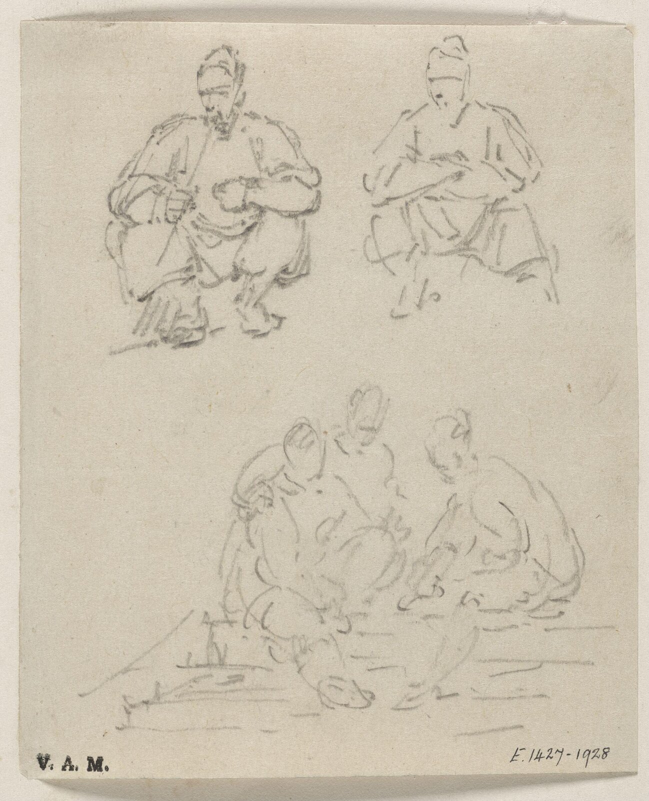 Five seated Chinese men, George Chinnery, 29/09/1825 - 30/05/1852