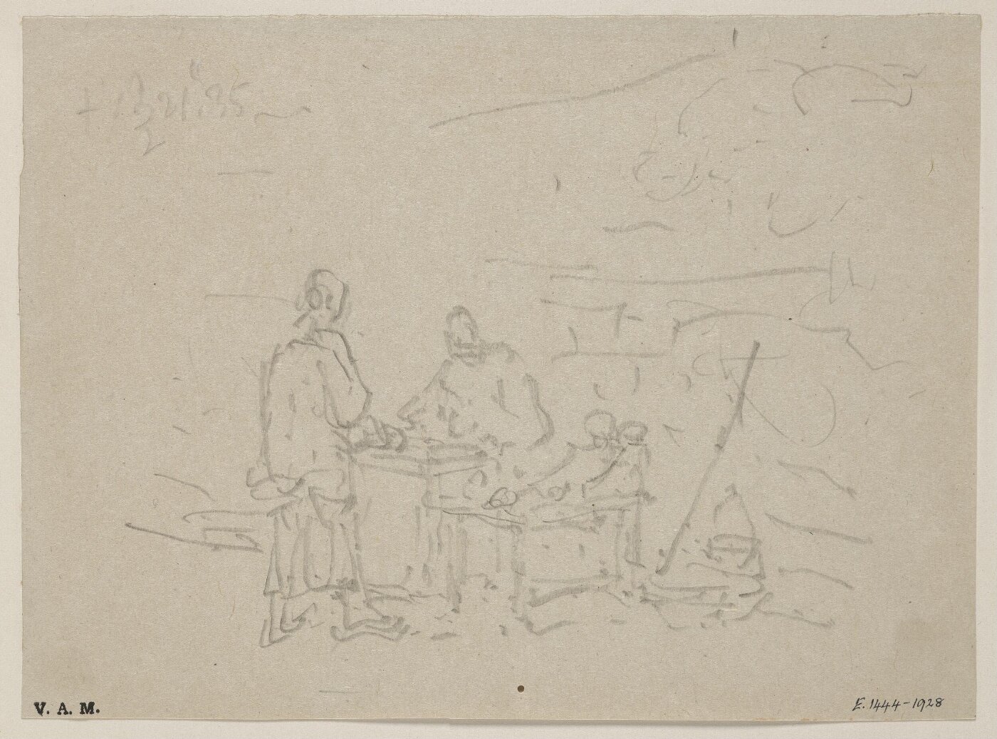 George Chinnery, Figures by a street stall