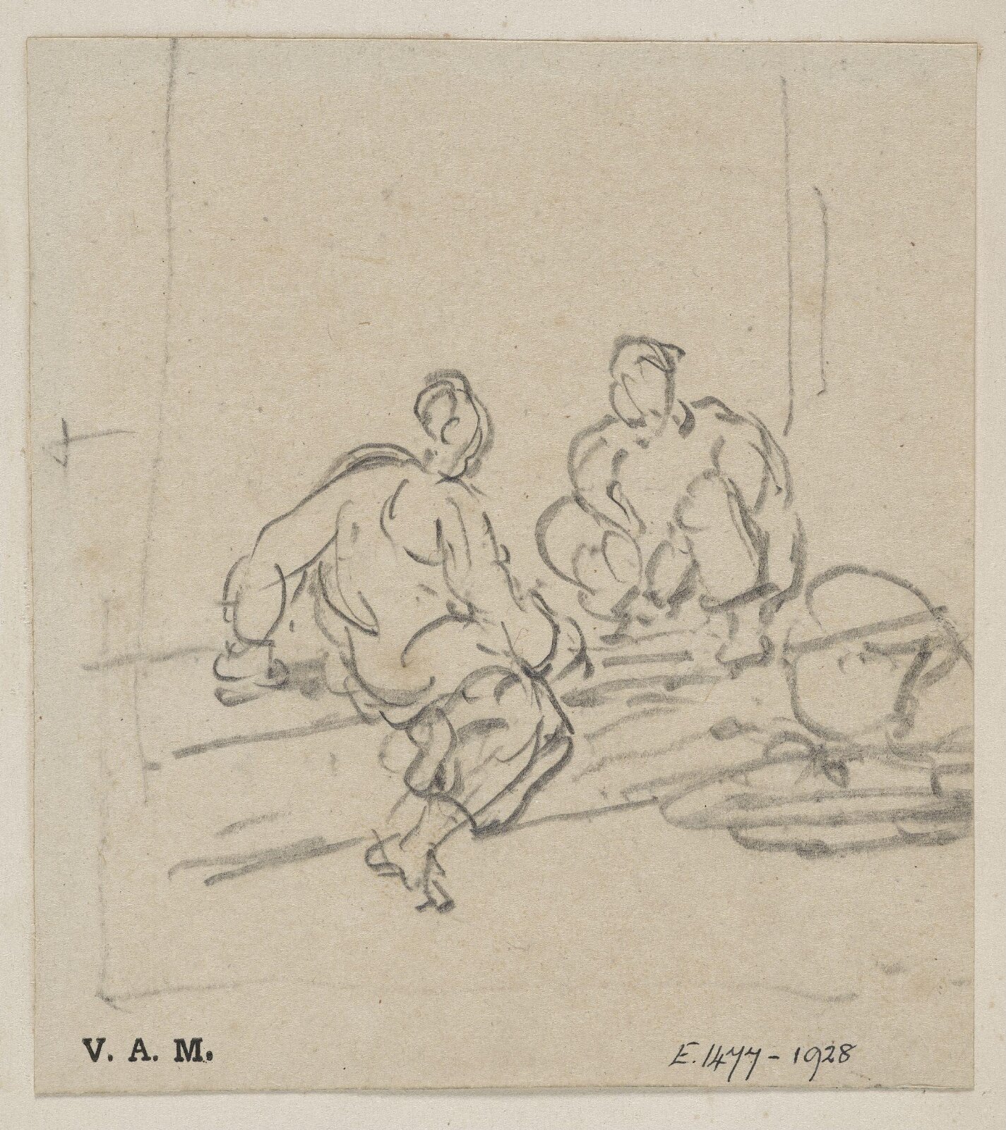 Two Chinese men on a step, George Chinnery, 29/09/1825 - 30/05/1852