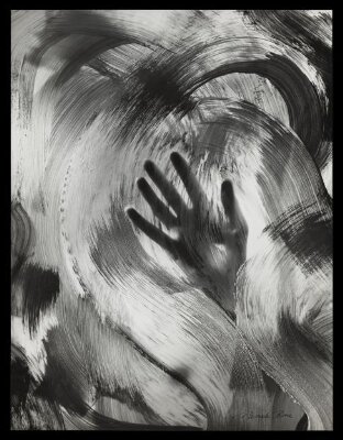 Hand Behind Painted Glass